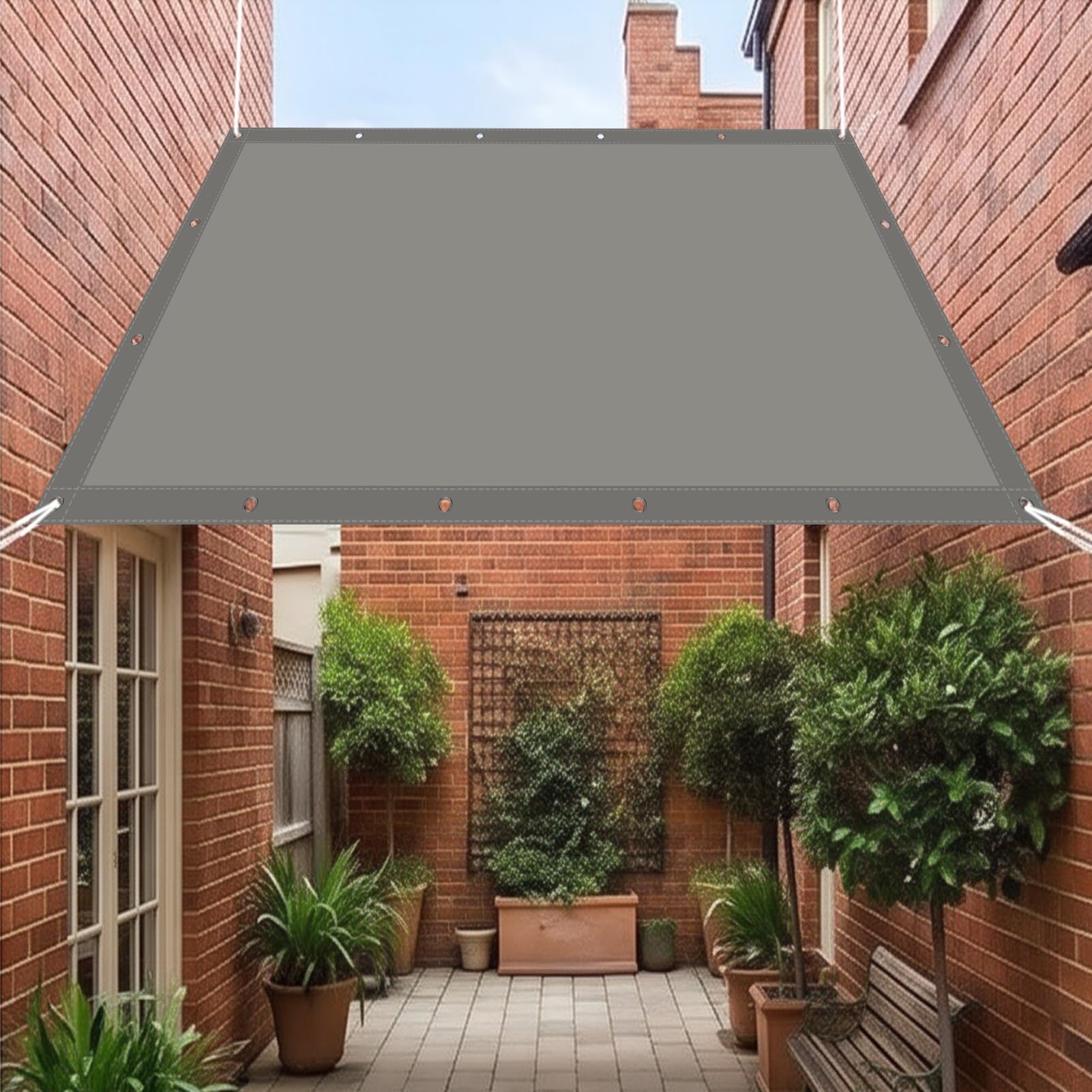 Voile d'ombrage rectangulaire 130x400 cm gris clair pour extérieur