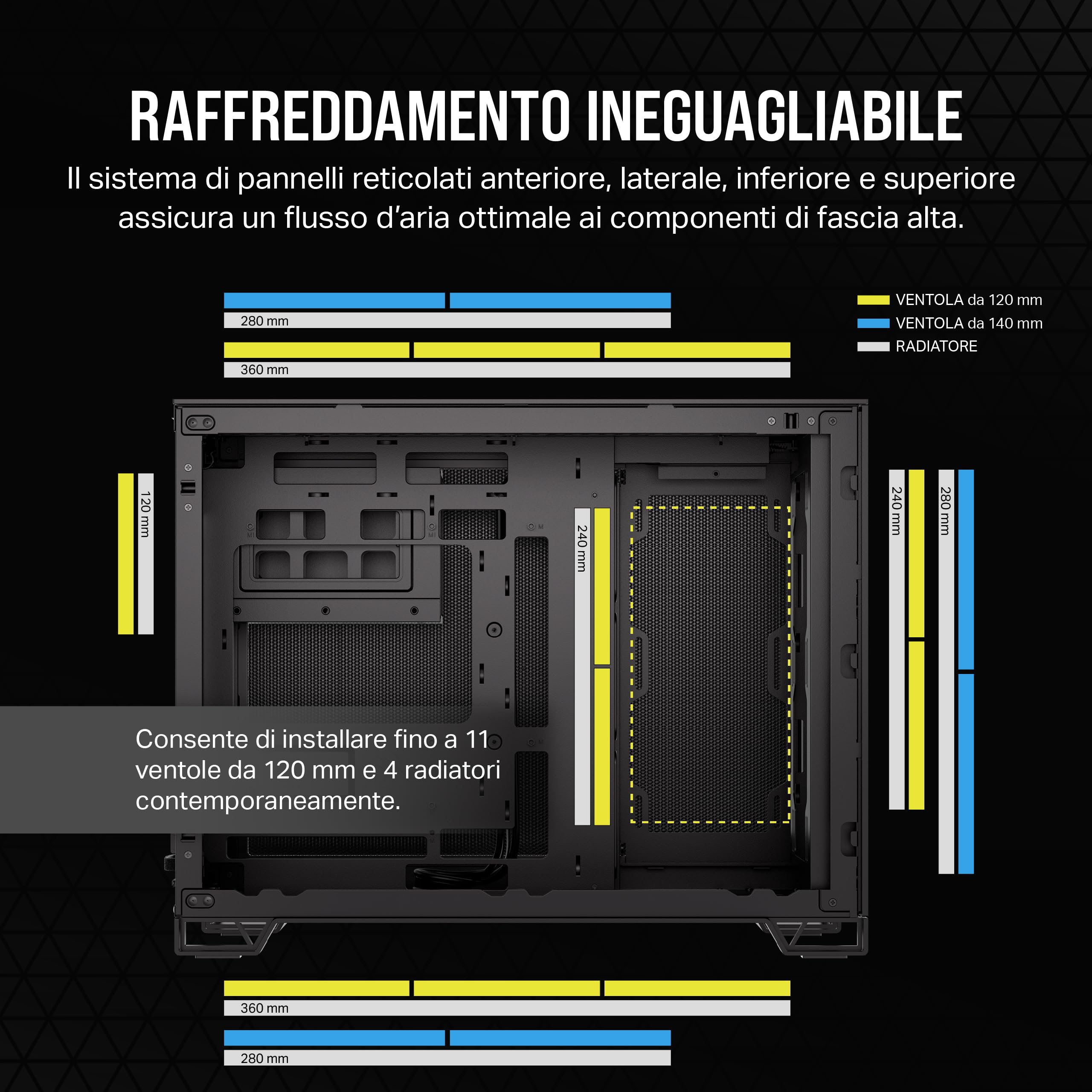 CORSAIR 2500D AIRFLOW mATX PC Case - Nessuna Ventola Inclusa - Design a Doppia Camera - Ampia Flessibilità di Raffreddamento - Compatibile con Schede Madri a Connessione Inversa - Nero