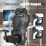 Bureau ergonomique Mesh Président, Bureau d'accueil Président 3D Appuie-tête réglable, 3D Accoudoirs avec support Lombaire réglable, Noir