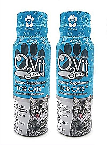 X2 unidades (3.4 fl oz), multivitamínico esencial diario para gatos, vitaminas y minerales Omega3, ayuda a apoyar la salud, más grasa, digestión,