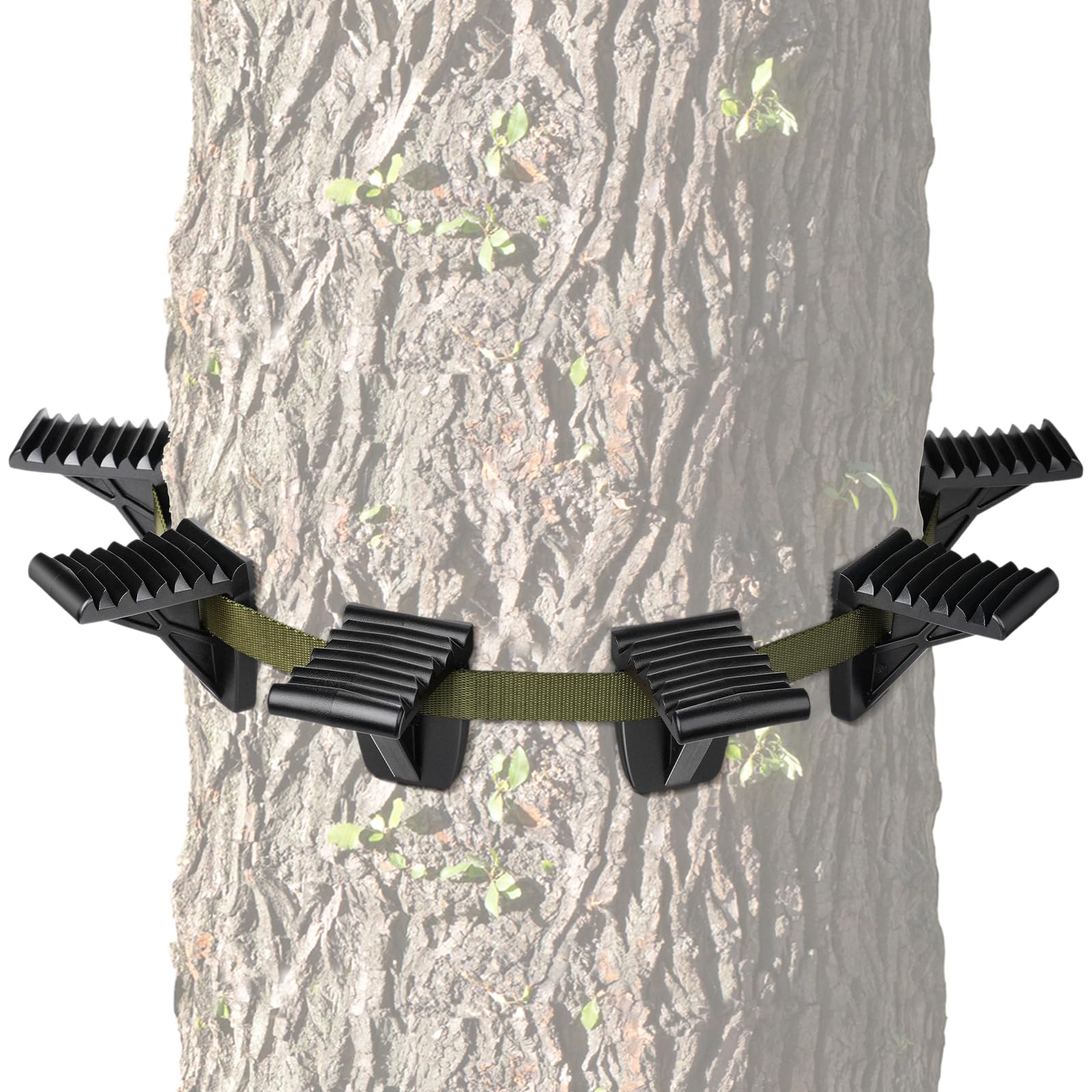 Saddle Hunting Platform Steps, Ultra-Light Ring of Steps for Climbing Bow Hunting with 6 Feet Heavy-Duty Strap &amp; Cam Buckle, Ergonomic Anti-Slip Design