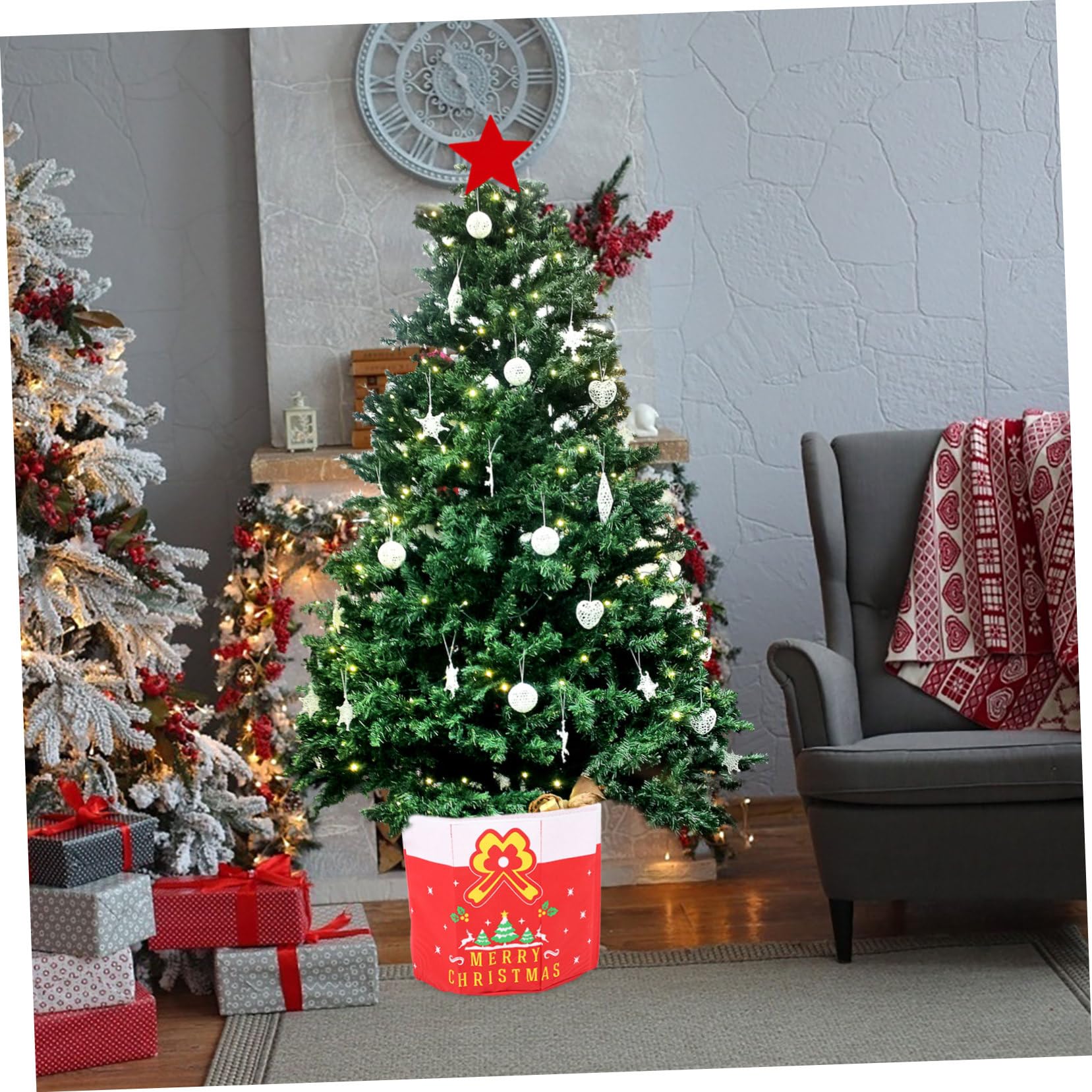 PRETYZOOM Cartoon Storage Box Christmas Theme Tree Foot Cover for Christmas Tree Compact Storage Organizer