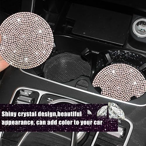 Miniatura 3 de Kewucn 2 posavasos brillantes para automóvil, 2.73 pulgadas, antideslizante, de silicona, con diamantes de imitación, posavasos de adorno de copa