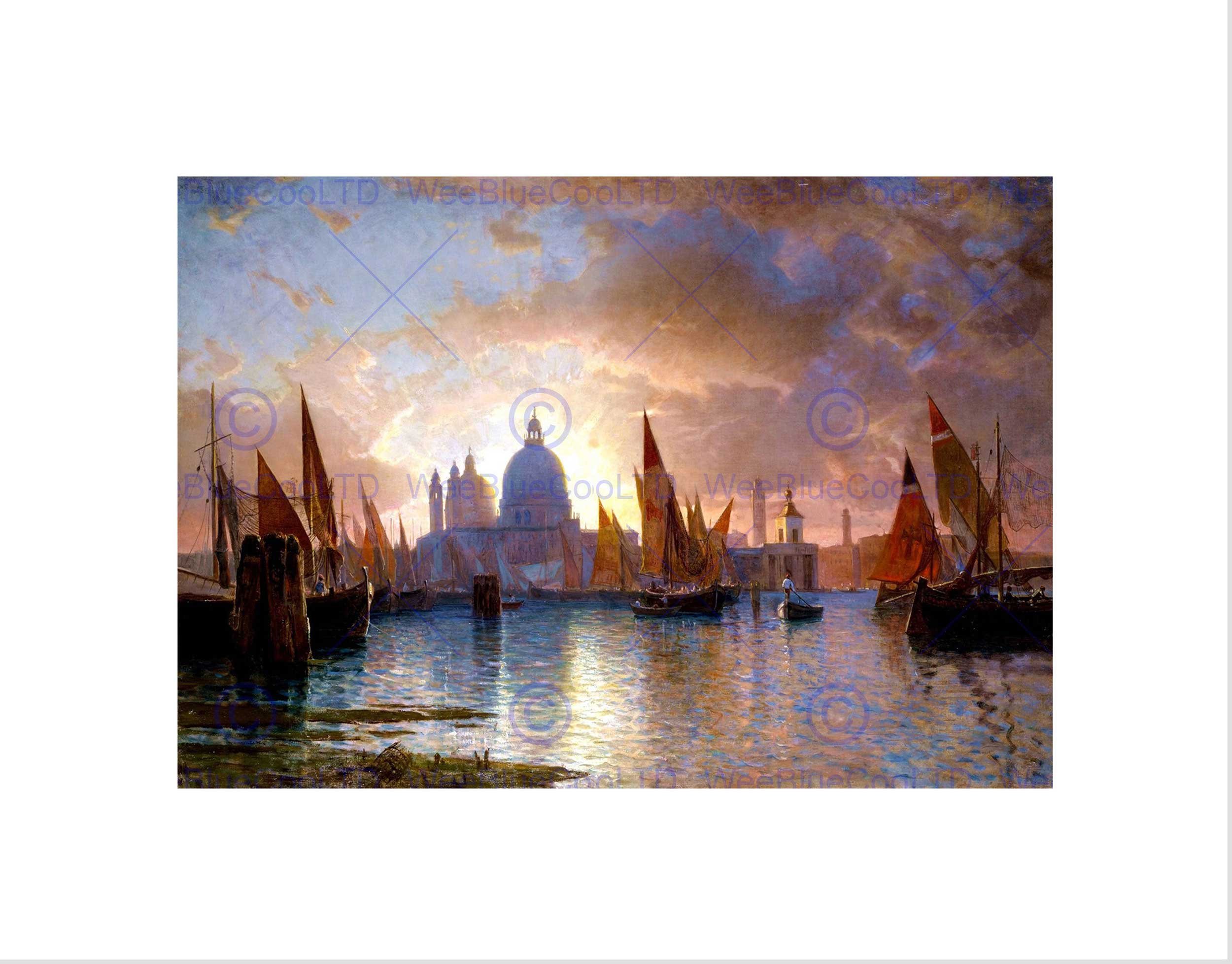Wee Blue Coo Cityscape Venice Haseltine Santa Maria Salute Sunset Wall Art Print