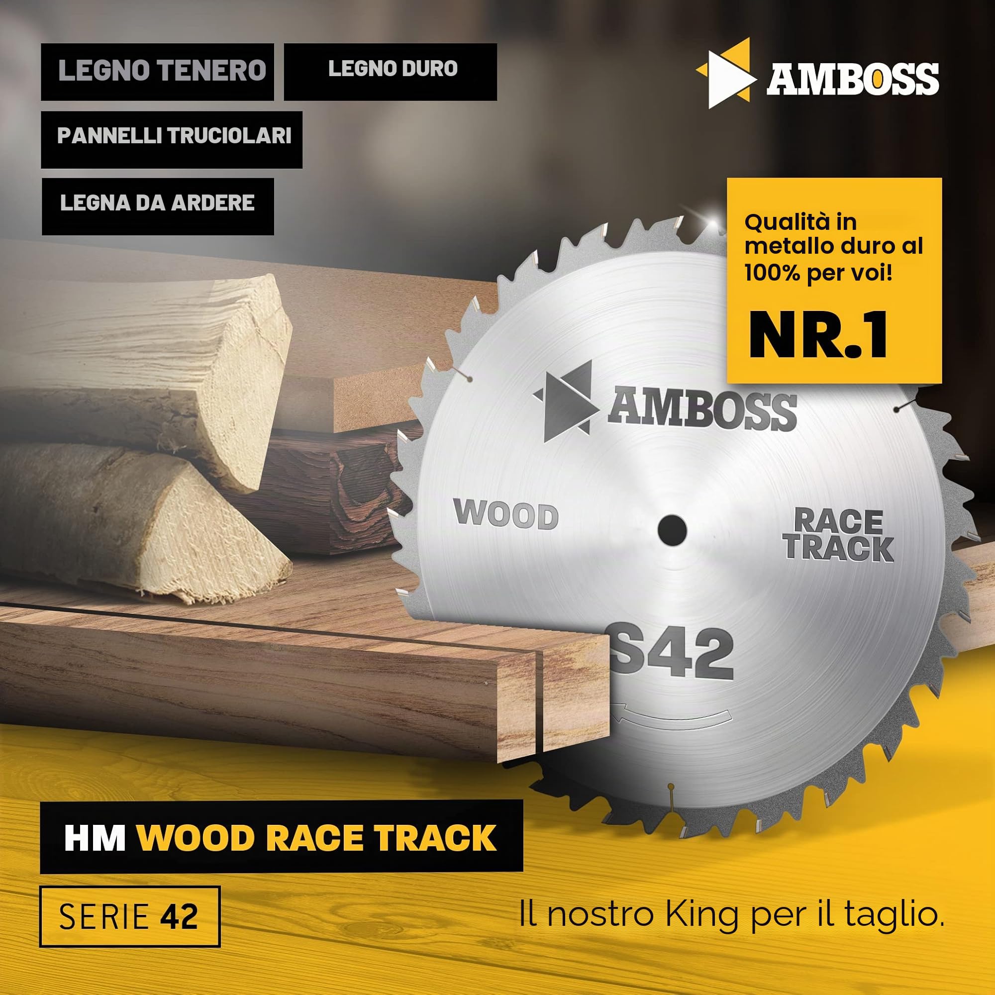 Amboss HM, lama per sega circolare, Ø 315 mm x 3,2 mm x 30 mm, dente del cambio (28 denti), taglio rapido per legna da ardere e legno