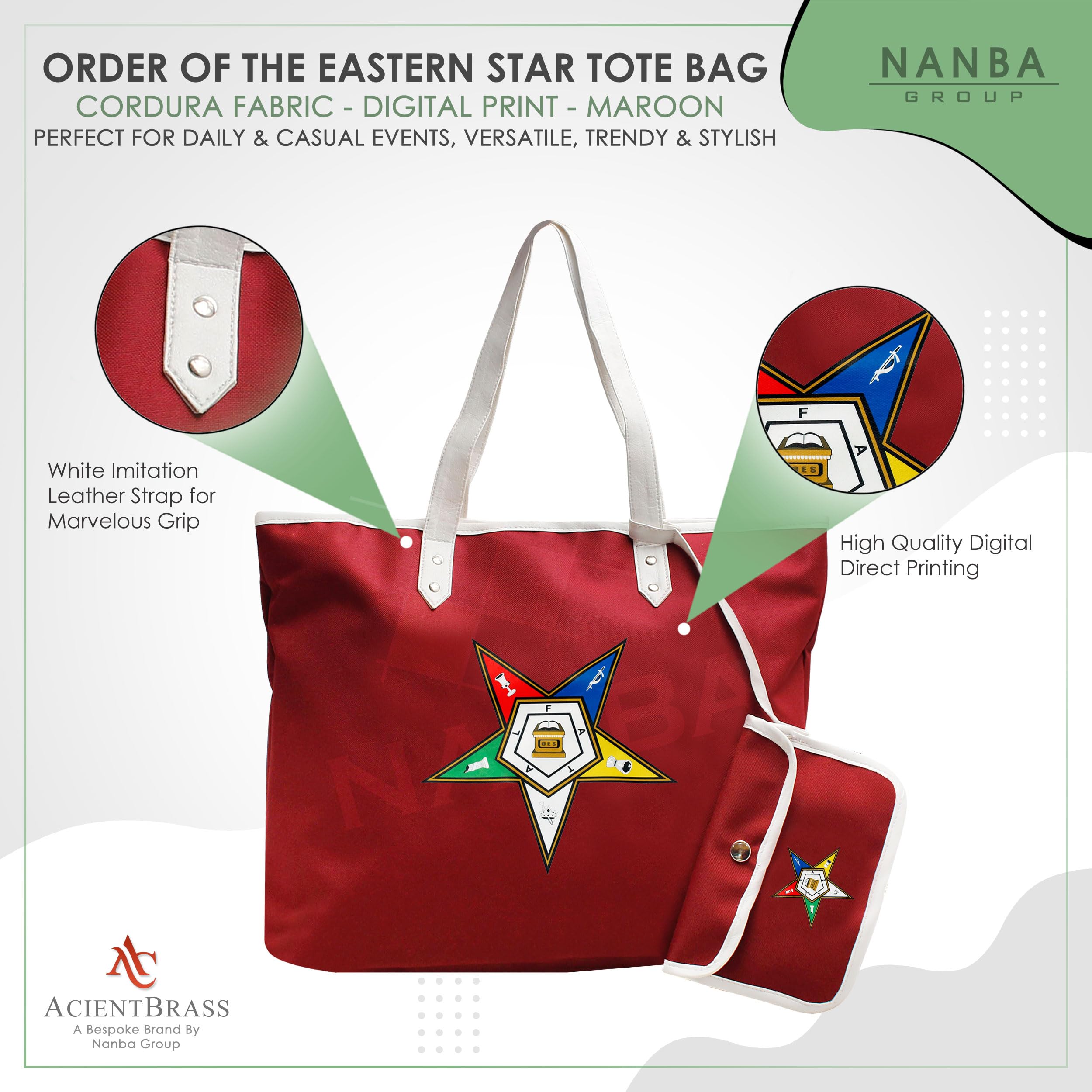 ACIENTBRASS Order of the Eastern Star OES Tote Bag