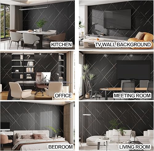 Miniatura 9 de 8-Pack WPC Slat Wall Panels, 96 x 6.6 in Decorative Acoustic Slats 3D Wall Panels, Water-Proof and Easy Installation, Granite