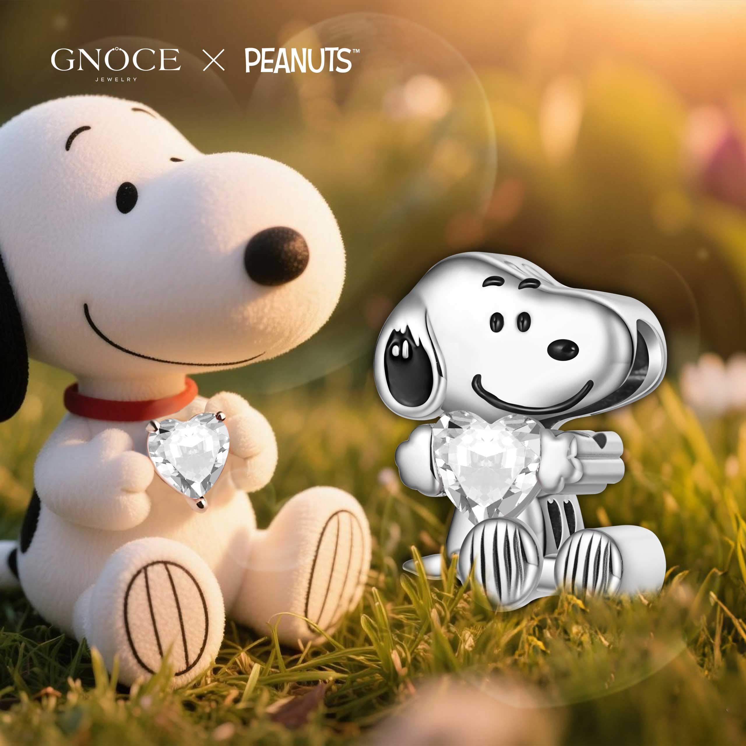 GNOCE Charm Perle Peanuts Snoopy Colgante De Plata De Ley 925 Con Piedra De Nacimiento Ideal Para Pulseras y Collares Ideal Como Regalo Para Mujeres