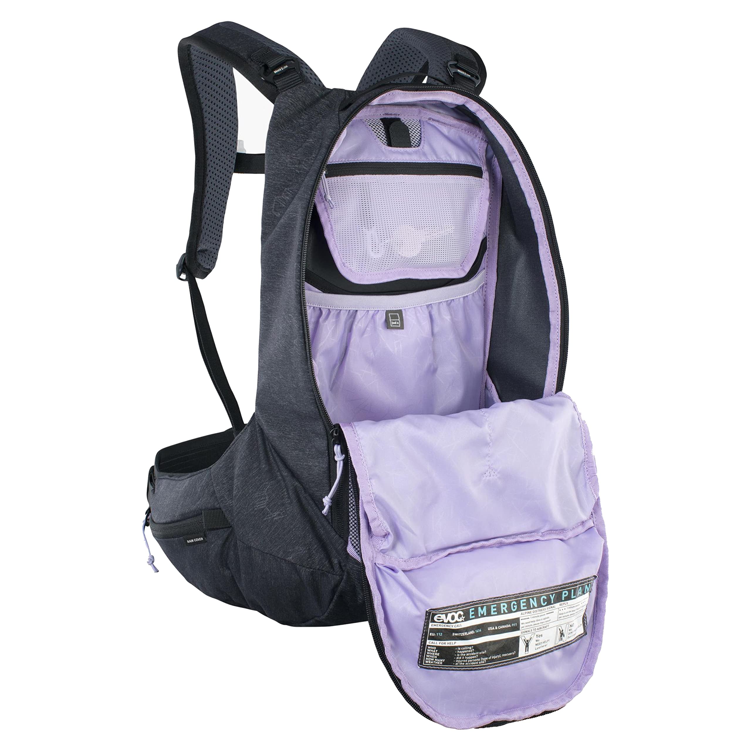 EVOC TRAIL PRO SF 12l plecak do jazdy w terenie i wyścigów, plecak (lekki plecak rowerowy, ochraniacz pleców LITESHIELD PLUS, komora na bukłak o pojemności 2l, rozmiar: XS), wielokolorowy