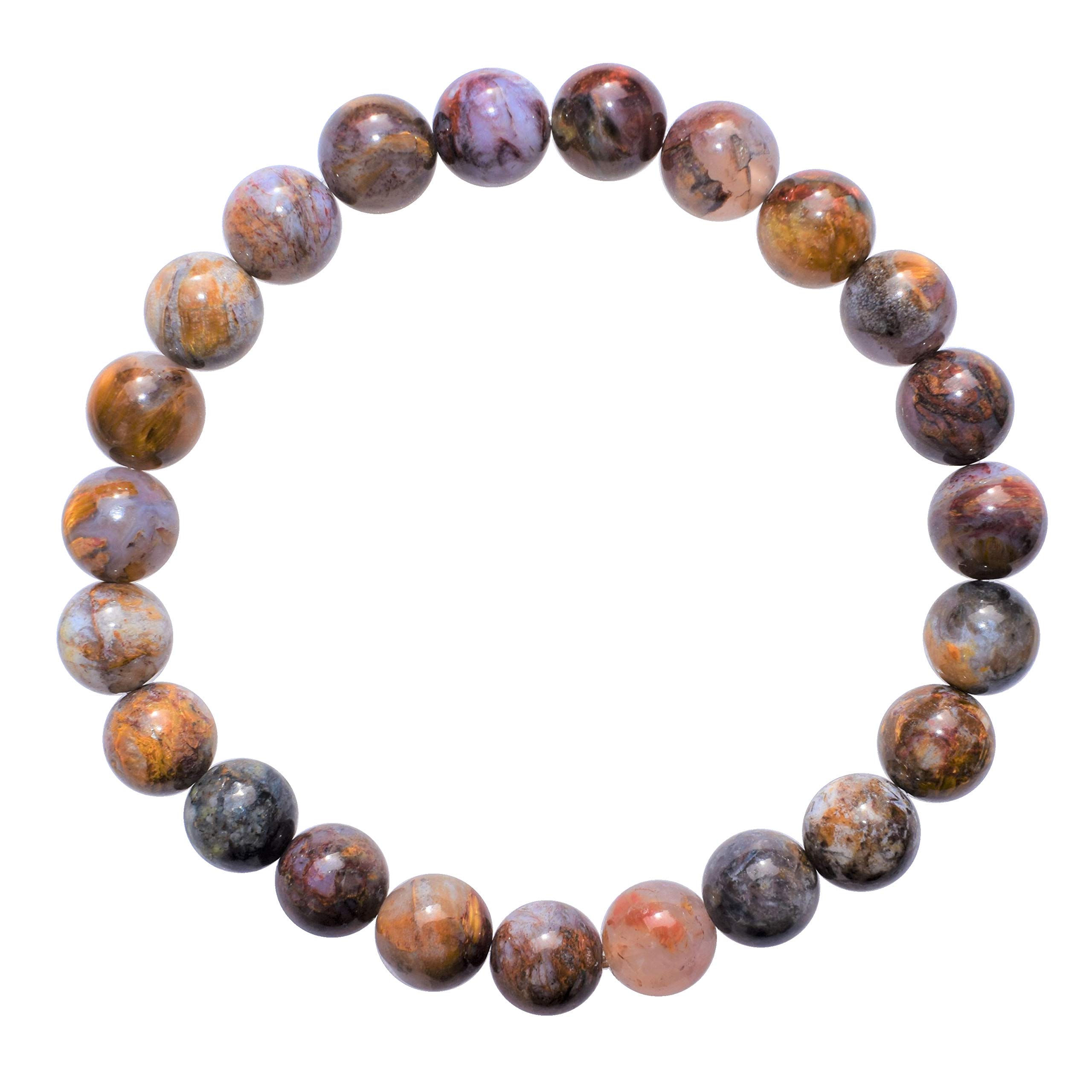 Zenergy Gems Charged Premium Natural Gemstone Crystal 8mm Bead Bracelet + Moroccan Selenite Charging Crystal [Included]