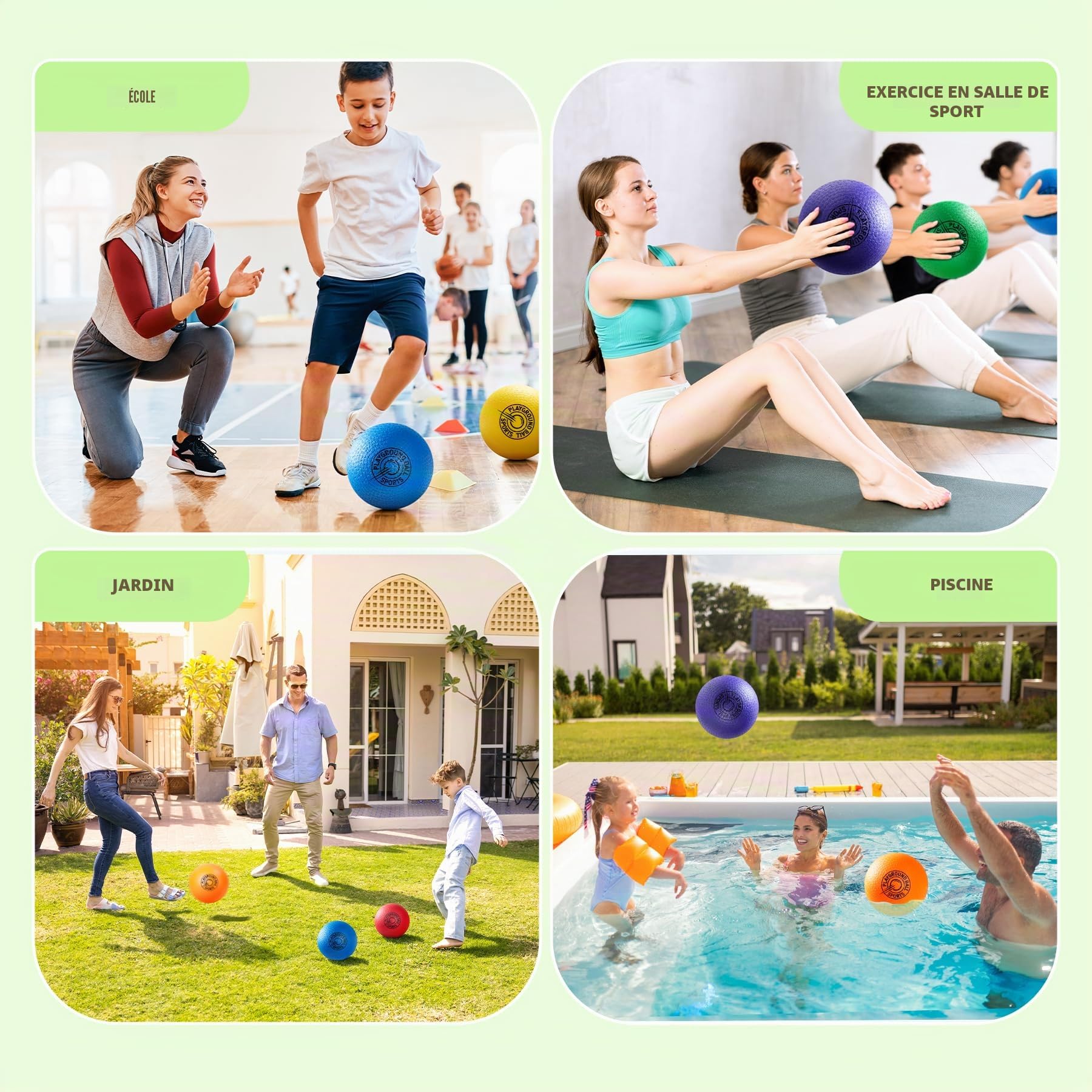 INPODAK Ballons de Jeux 8.5 Pounces Kickball Dodgeball Set Ballon Gonflable avec Pompe RainbowBall Balle Rebondissante Souple Balle pour Jardin et Plage