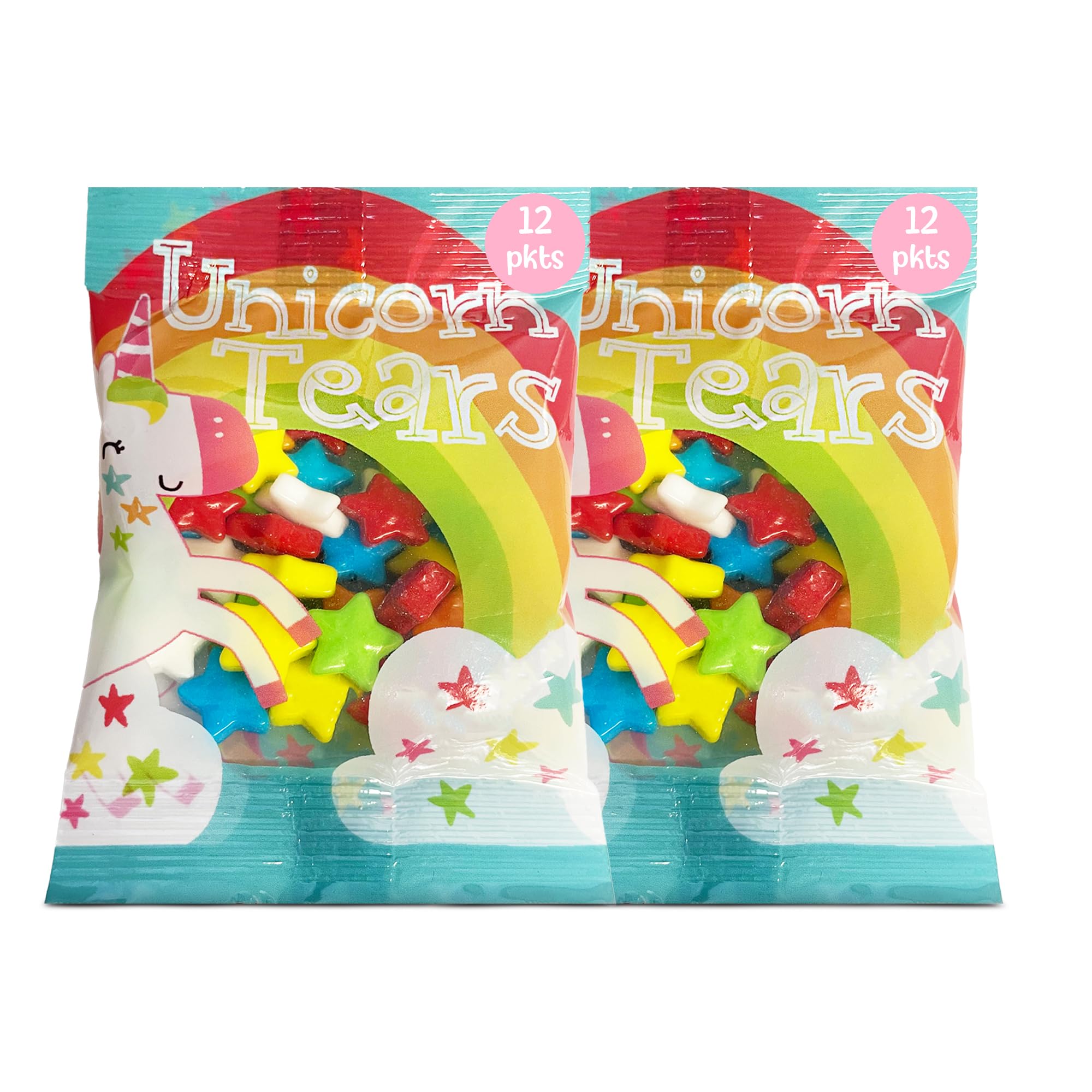 24 Ct Unicorn Tears Rainbow Candy Bulk Pack - Sweet Cherry, Lemon, Lime, Orange, Blue Raspberry Fruity Chews - Kosher Easter Snacks - Mini Easter Candy Party Favors for Kids Goodie Bags & Stuffers