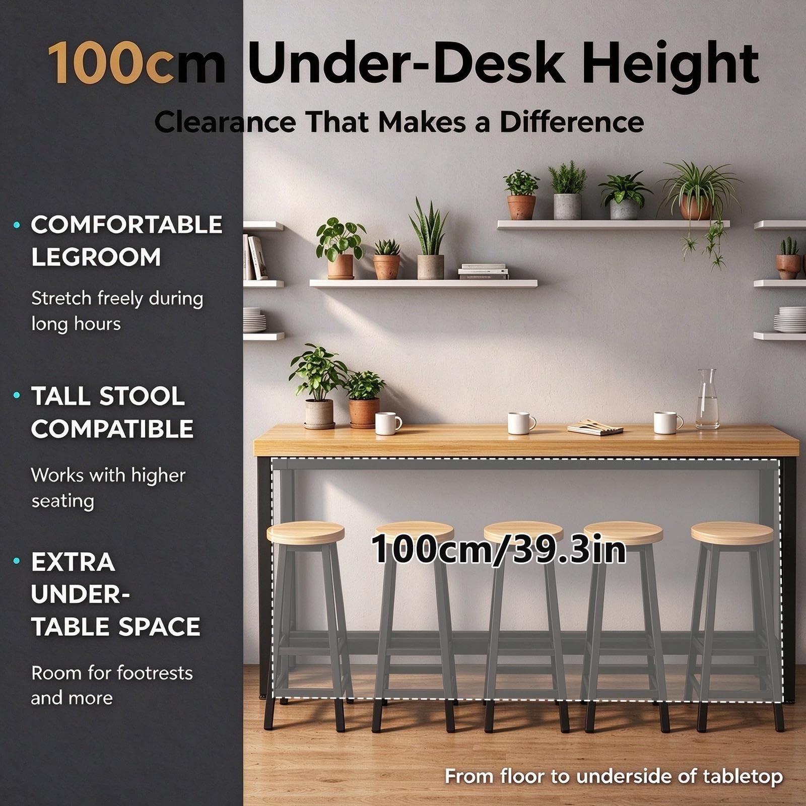 Mesa Alta Larga de Cocina Bar Rectangular Mesa Auxiliar Cocina Estrecha
