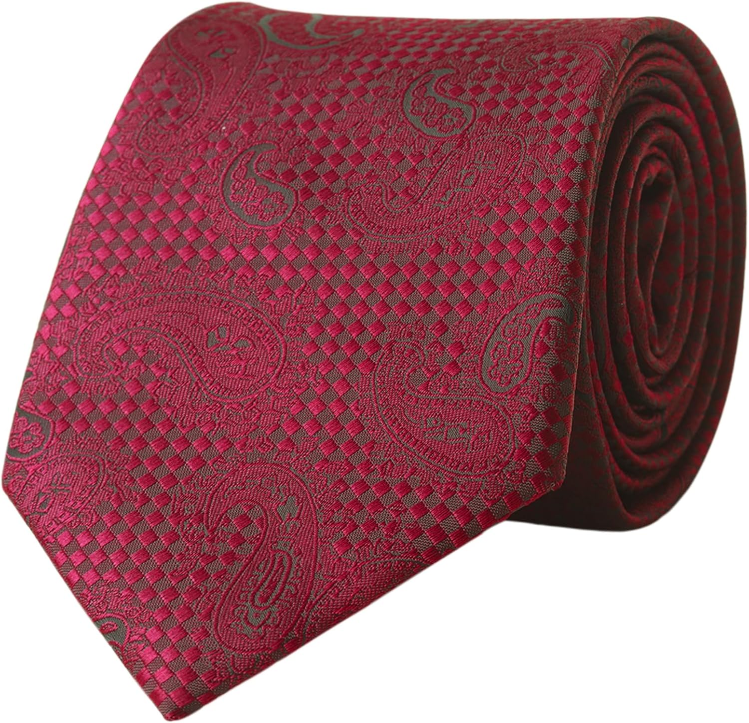 Cravatta Uomo Bordeaux 8cm In Jacquard - Elegante Per Business, Casual E Matrimoni - Foto 10