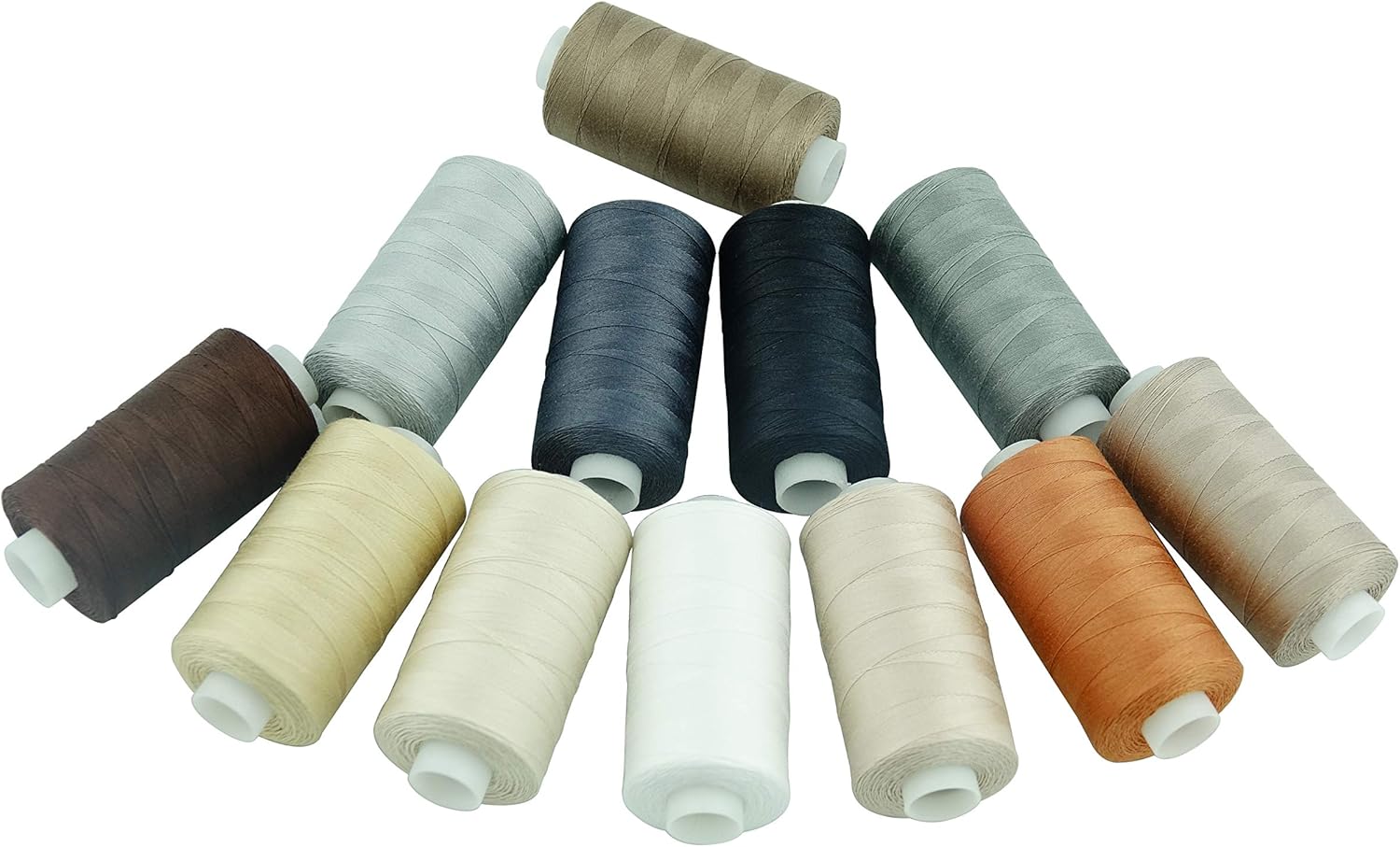 Simthread 12 Multi Colors All Purposes Cotton Quilting Thread 50s/3 Thread for Piecing Sewing etc - 550 Yards Each (Neutral Colors)