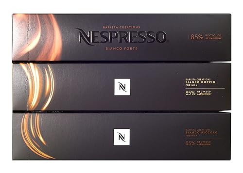 Nespresso Vertuo Line versión europea Barista Creations - Bianco Forte, Bianco Doppio y Bianco Piccolo para un total de 30 cápsulas de café