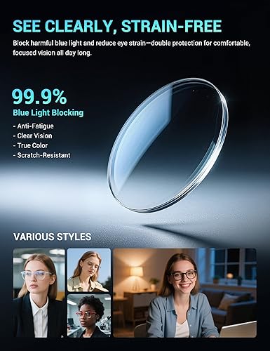 Miniatura 7 de TIJN Olisa Blue Light Blocking Glasses for Women Men,Oval Glasses Frame Bluelight Glasses for GamingComputerScreen