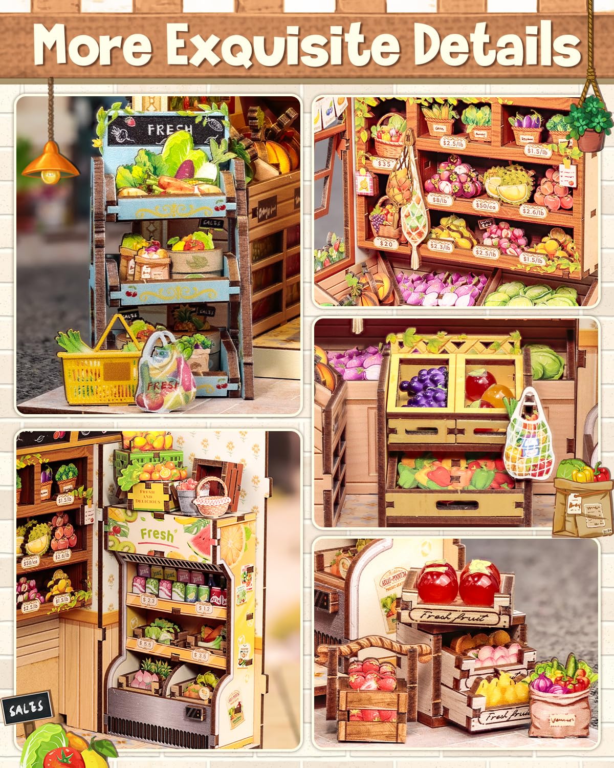 CUTEBEE Book Nook Kit, Miniature Dollhouse with LED Light, 3D Wooden Puzzle Bookend - Image 4