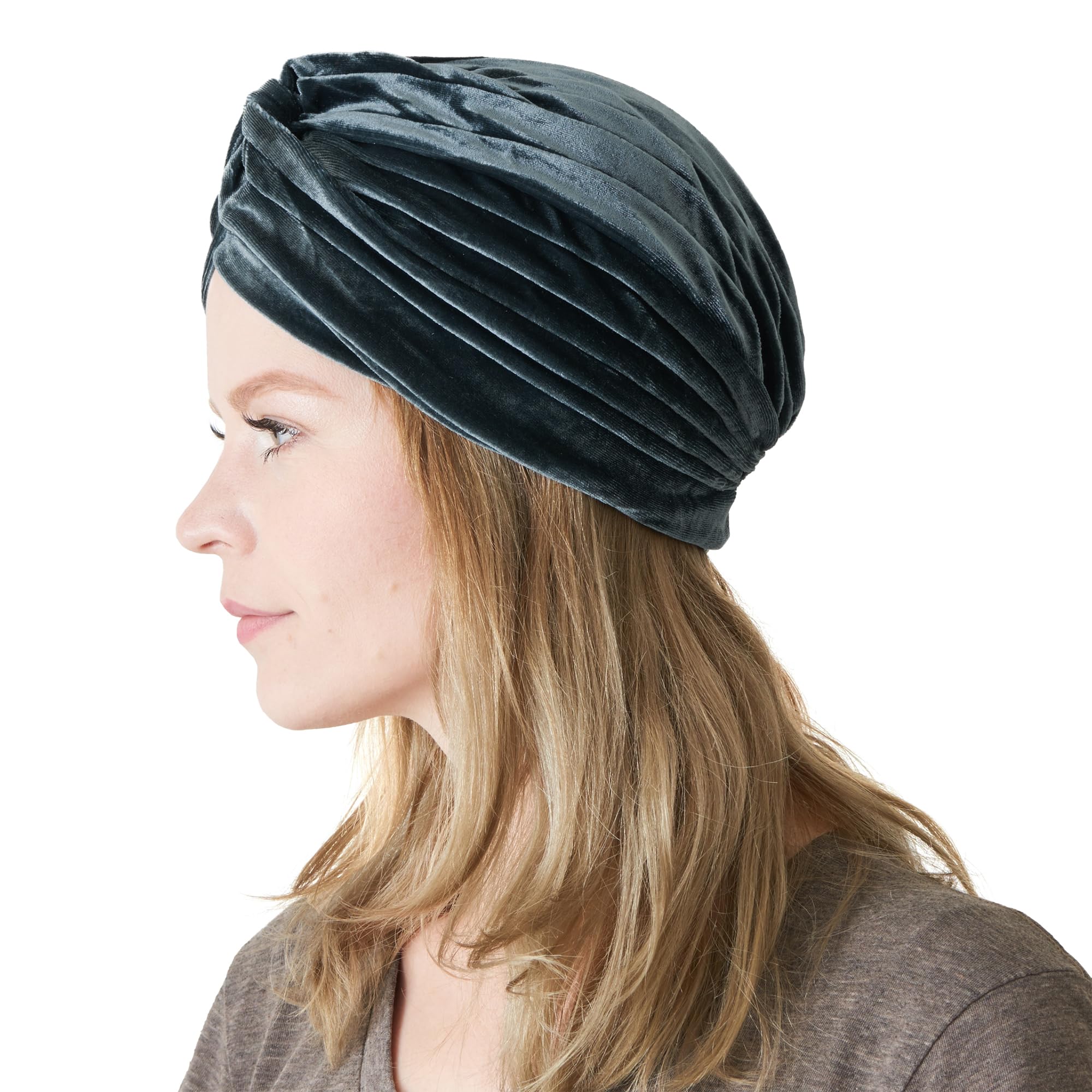 Charm Men's Grey Casualbox | Velvet Twist Turban Hat Headwrap Arabian Indian Festival Boho Fashion Chemo