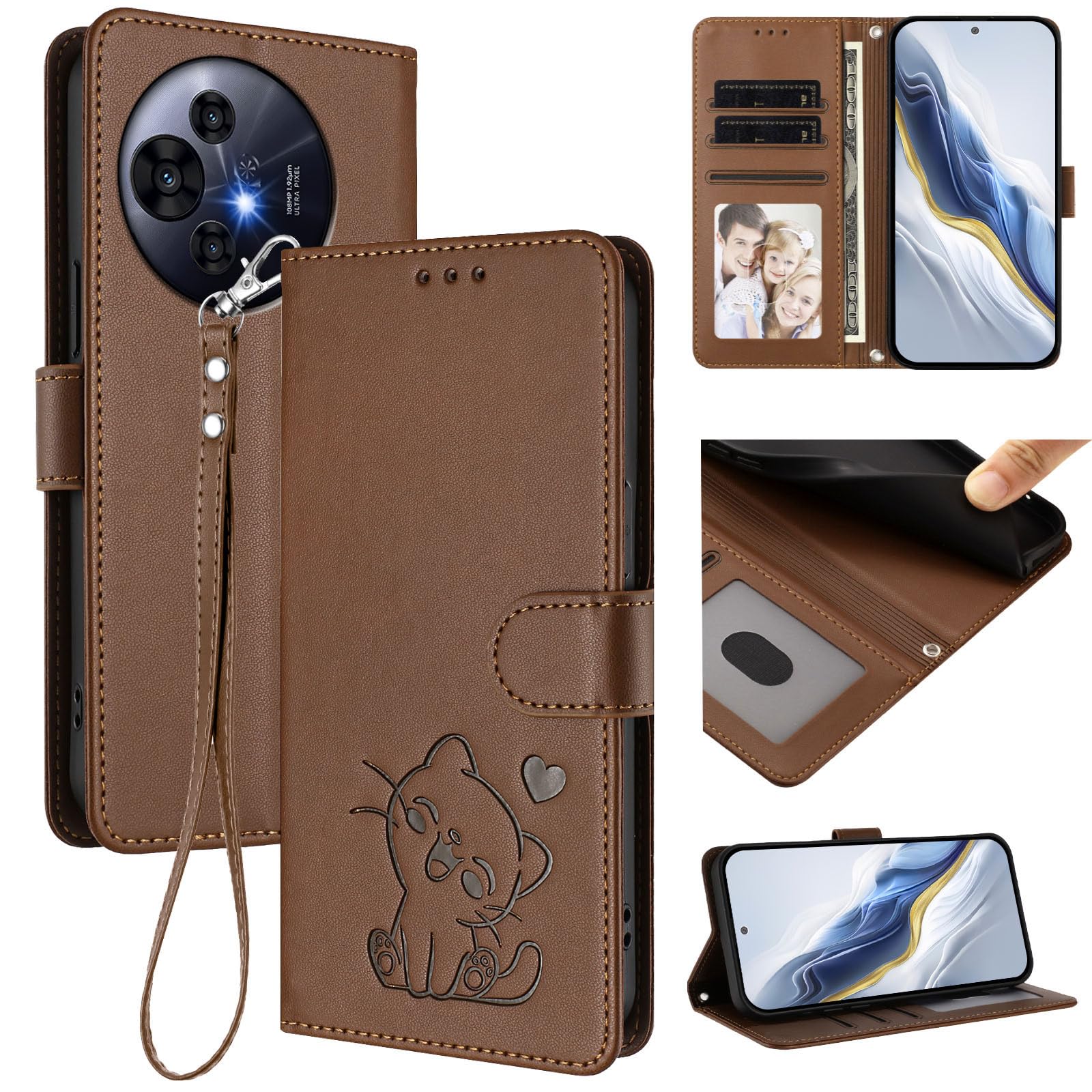 Cover Compatible with TCL 50 Nxtpaper / 50 Pro NXTpaper,Compatible with TCL P10 Lanyard【Flip Stand Card Holder Wallet Magnetic Clasp Phone Case】Brown