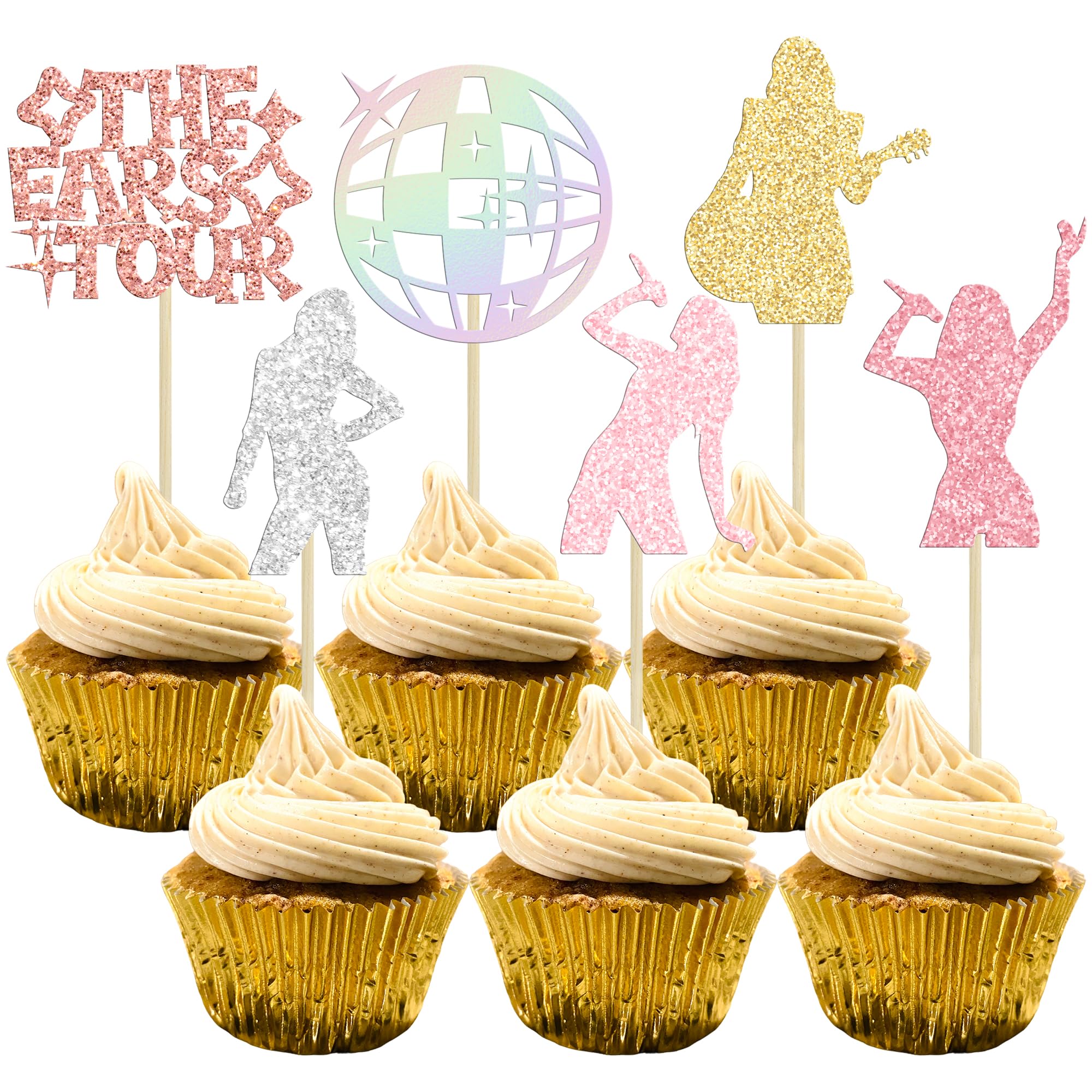 Gyufise 24Pcs Music Singer Cupcake Toppers Popular Singer Cupcake Picks for Tour S-wiftie Forever Always Theme Party Birthday Decoration Supplies