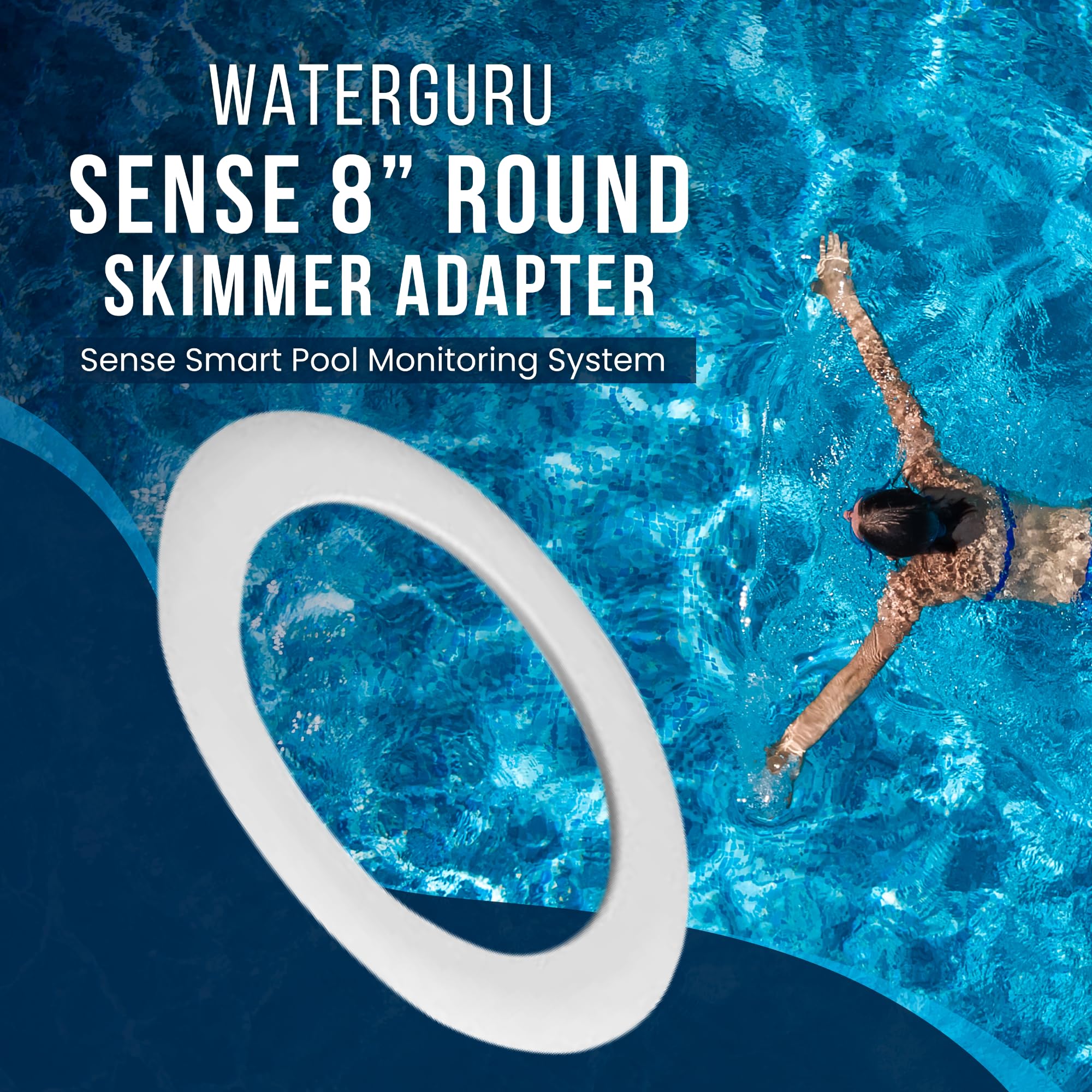 WaterGuru Adapter do skimmera Sense - Smart Pool Monitor - tester chloru i pH do wody w basenie - chemikalia basenowe (adapter do skimmera okrągłego 20,3 cm)
