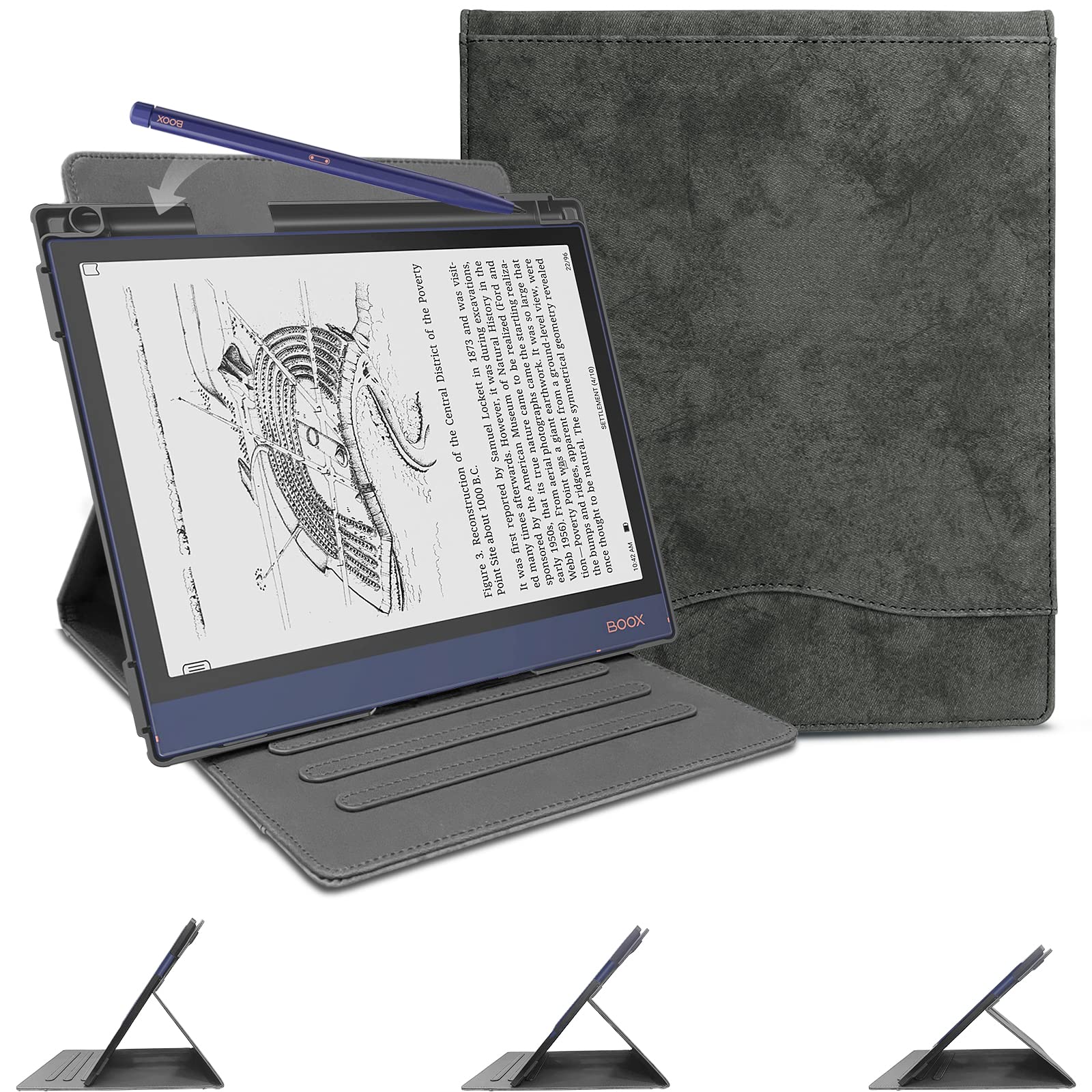 DONGZHU Case for BOOX Note Air 2, BOOX Note Air 2 Plus 2022, Vertical Design, 360 Degree Rotating Stand Cover for 10.3 Inch BOOX Note Air 2 with Pencil Holder (Black)