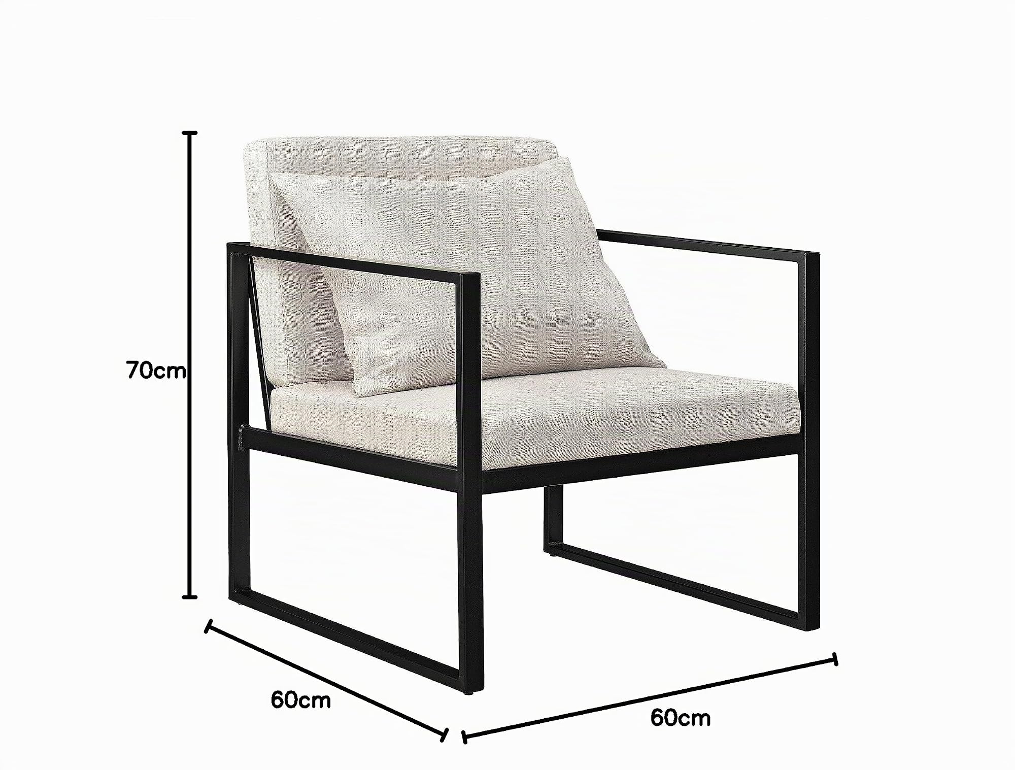 [en.casa] Set de 2X Sillones de Comedor Textil y Hierro - 70 x 60 x 60 cm - Color Arena