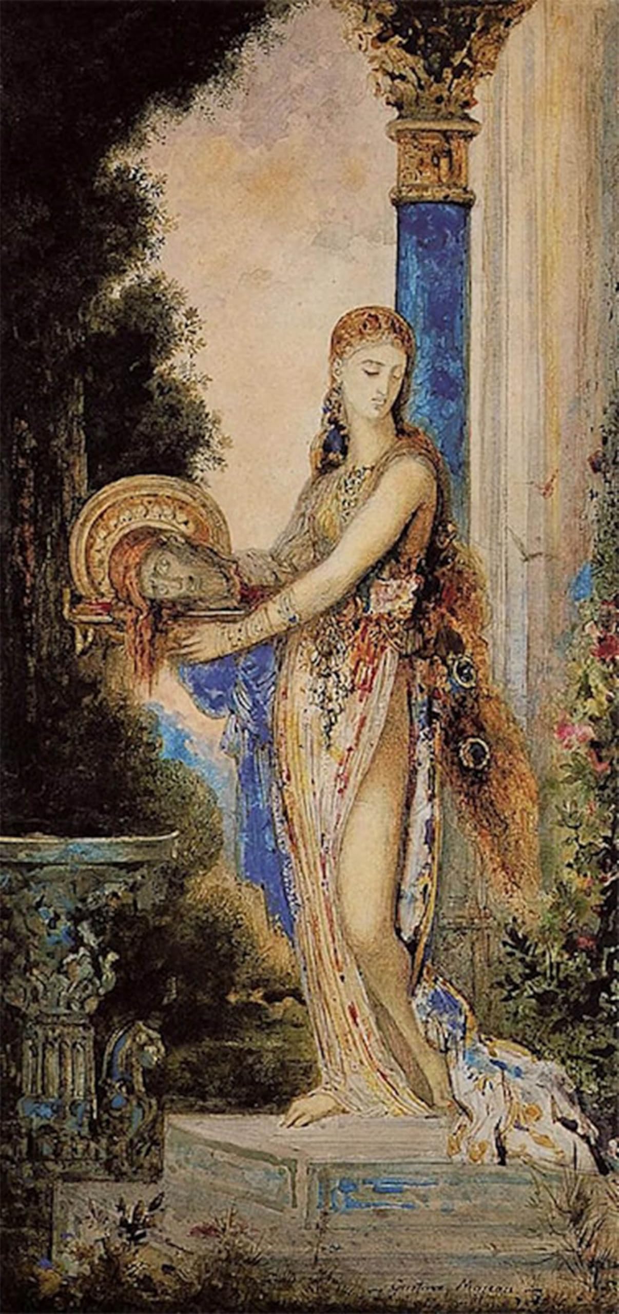 ARTXLXXBN Famous Print Painting Colorful Art Print at the Column Gustave Moreau Canvas Art Decorations for Home Decor 60x90cm
