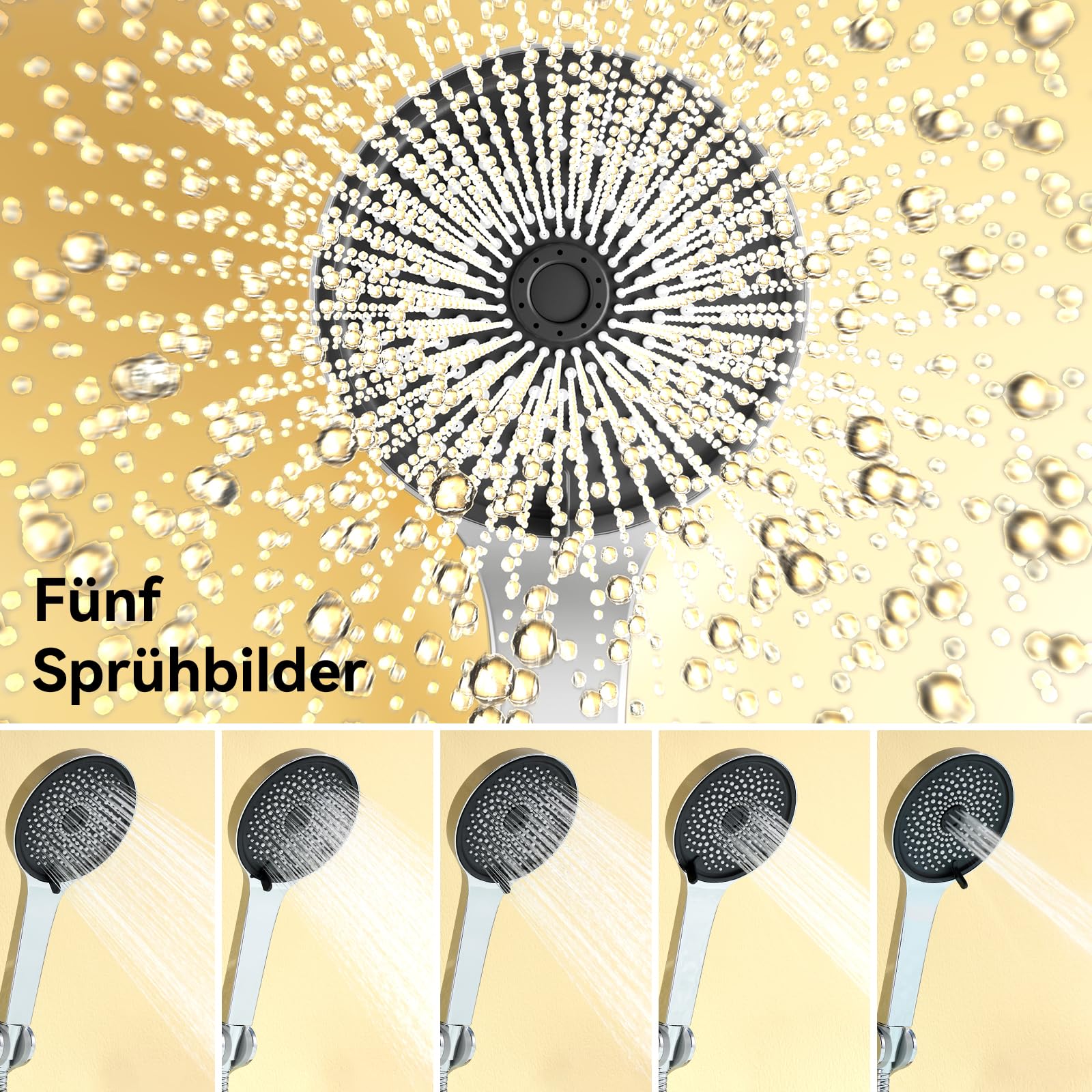Auralum Badewannenarmatur mit Duschbrause, Duscharmatur Komplettset mit Ablage, Wasserfall Duscharmaturen, Edelstahl Schlauch und Wand Halterung, Messing Mischbatterie mit Handbrause für Bad, Chrom