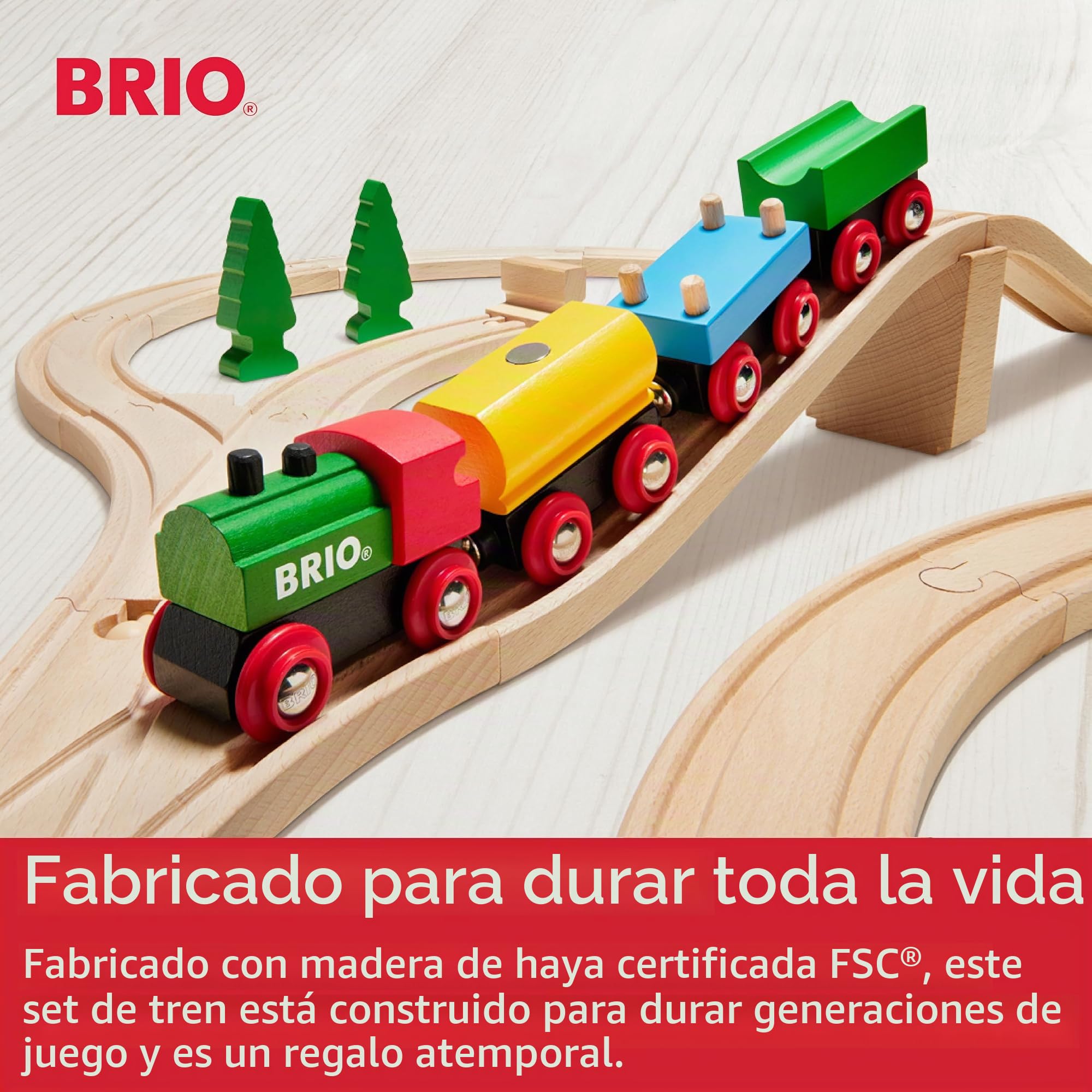 BRIO - Set ferroviario del 65°Aniversario, Accesorios Circuito de Tren, 32 Piezas, Mi Primer Circuito del Tren, Edad 24+ Meses