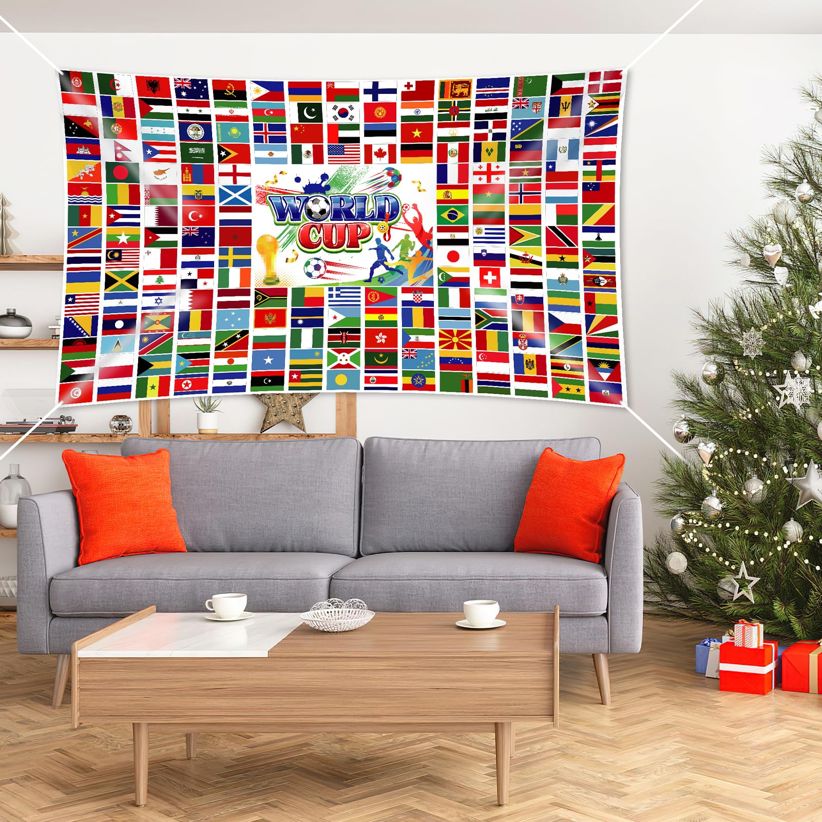 DPKOW Decoración 2026 Mundial Pancarta Banderas Países 2026 Copa del Mundo de Fútbol Decoracion Banderas Nacionales Futbol Mundial Fondo Bandera Equipos Selecciones Pancarta, 185 x 110 cm — view 6