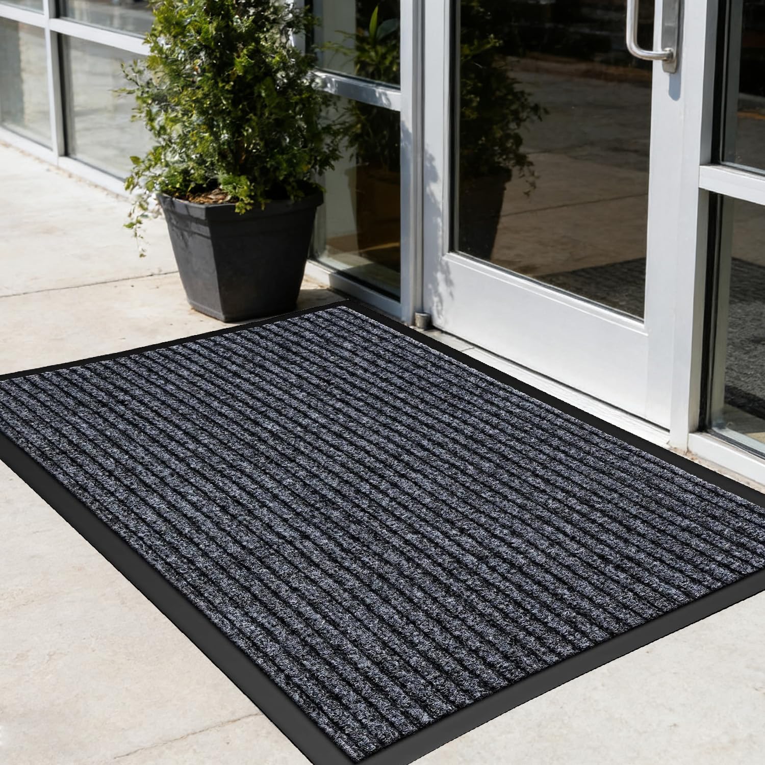 Outdoor Front Door Mat 4x2' Commercial Step Rug Rubber Non-Slip Waterproof