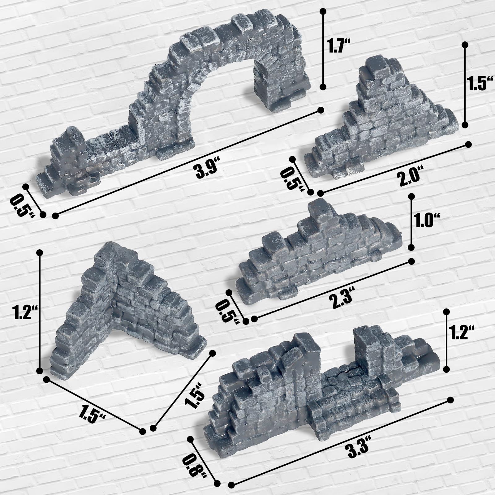 Warmtree Ruined Stone Walls Set,Terrain Scenery for Tabletop 28mm Miniatures Wargame,Fairy House Diorama Accessories DIY Craft - Image 2