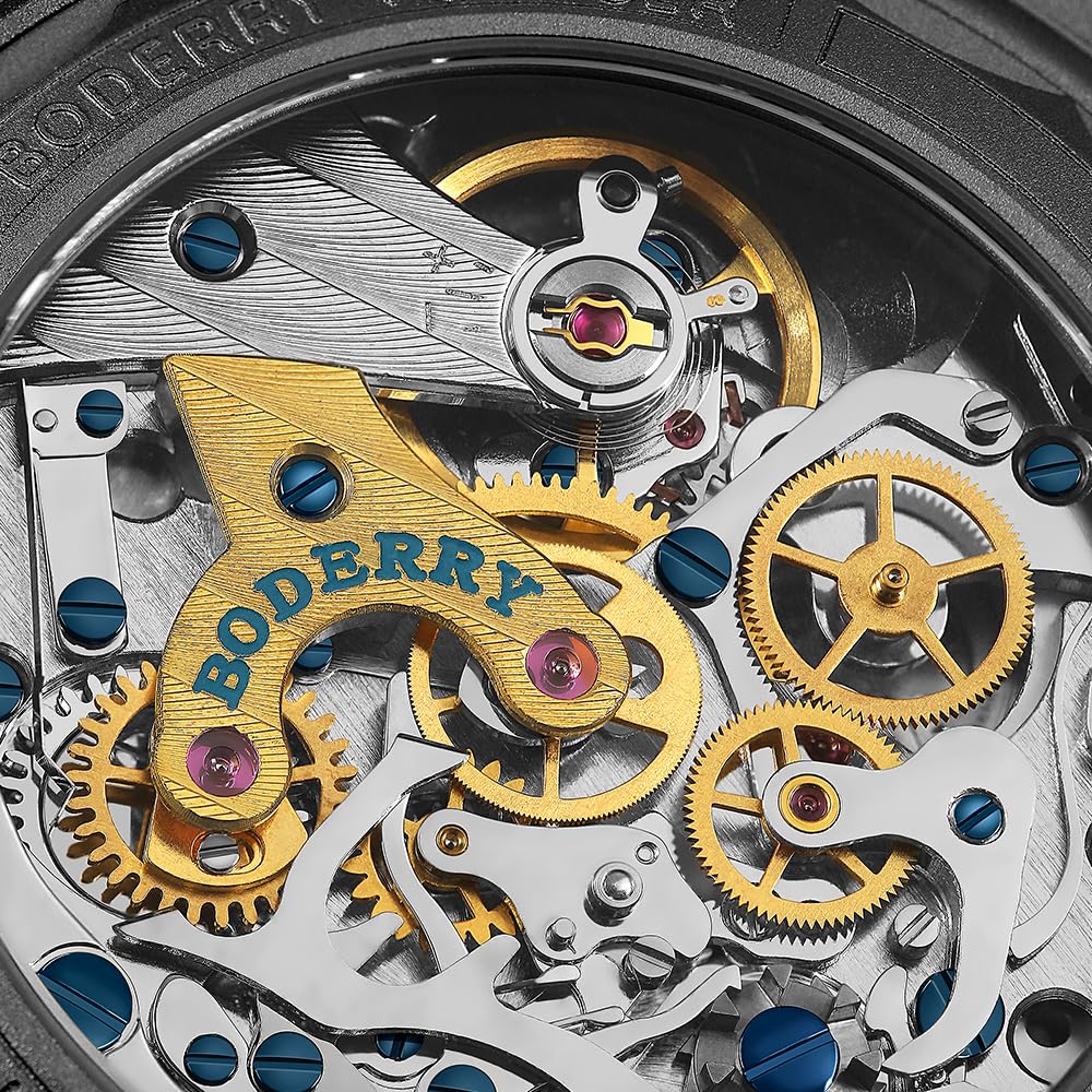 BODERRY Tytanowy chronograf dla mężczyzn, automatyczny mechaniczny zegarek polowy, szafirowy kryształ, wodoodporny 200 m - Voyager