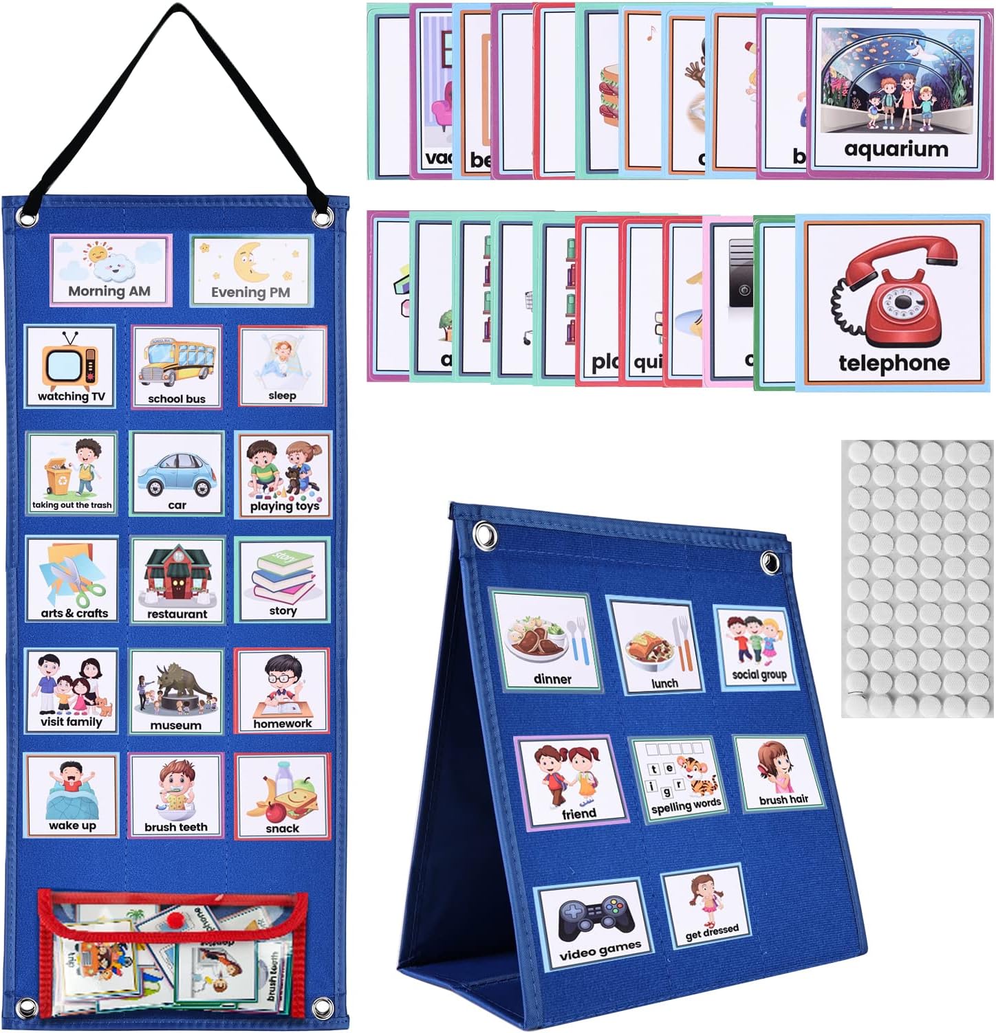 Kids Visual Schedule Pocket Chart: Daily Schedule Pocket Chart with 70 Cards Autism Learning Materials Daily Routine Chart Schedule Board for Home School Chores Outings