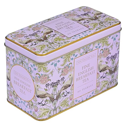 Miniatura 3 de New English Teas Song Thrush and Berries Tea Tin in Pink con 40 bolsitas de té inglesas para el desayuno