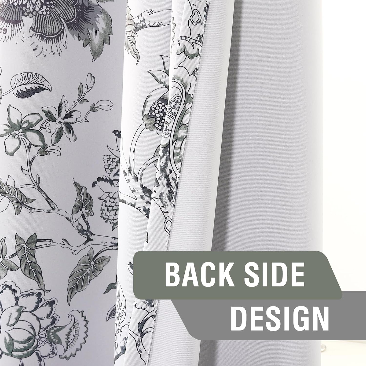H.VERSAILTEX Blackout Curtains 96 Inch Length 2 Panels Set Floral Print Curtain Drapes for Living Room Thermal Insulated Grommet Window Curtains for Bedroom - Traditional Floral in Antique Green