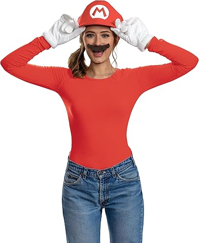 Miniatura 5 de Disguise Kit de accesorios de disfraz de Mario para adulto, disfraz oficial de Super Mario con sombrero y bigote, talla única para adultos
