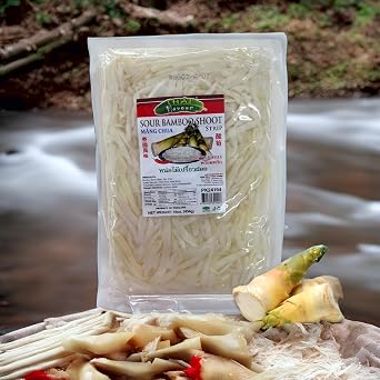 Pack of 3, Thai Flavour Pickled Sour Bamboo Strips with chili, 16 oz Authentic Asian Pickle for Soups, Stir-Fries, and Salads