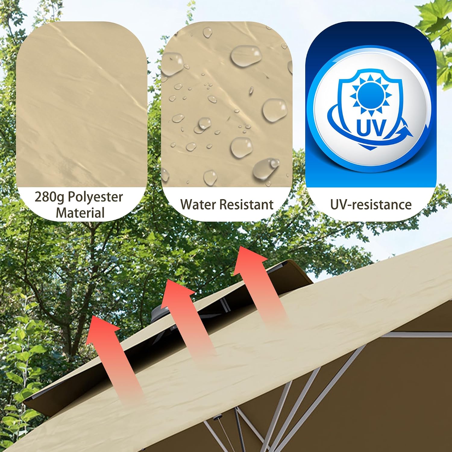 Clihome 11ft Square Patio Cantilever Umbrella with Base Included 360°Rotation Outdoor Patio Offset Patio Umbrella Double Top Large Outdoor Umbrella Pool Umbrella for Backyard Garden Deck Pool