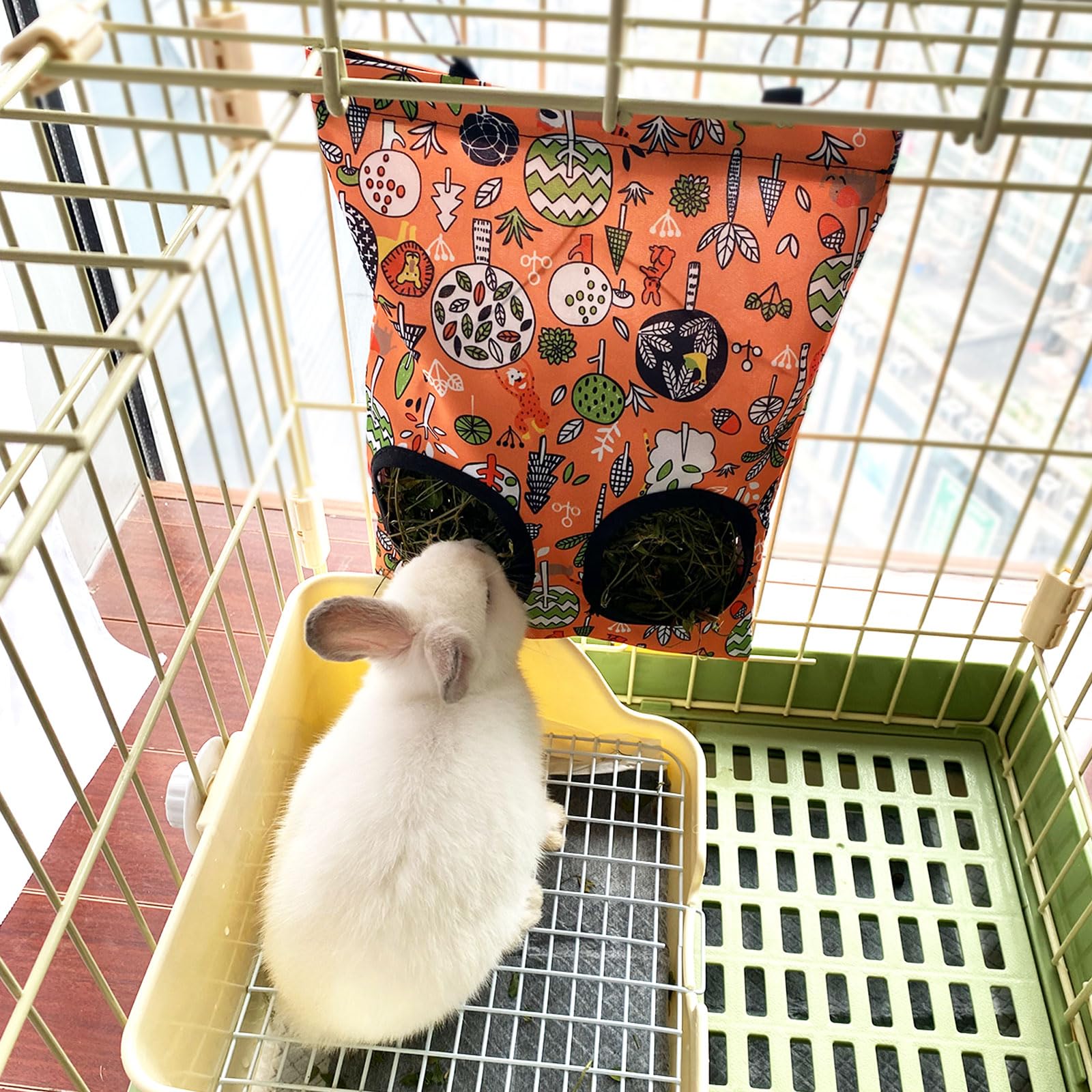 Rabbit Litter Box with Hay Bag, 4-in-1 Rabbit Potty Toilet Feeding Cleaning Set for Dwarf Bunny Guinea Pig Chinchilla (Blue) - image 2