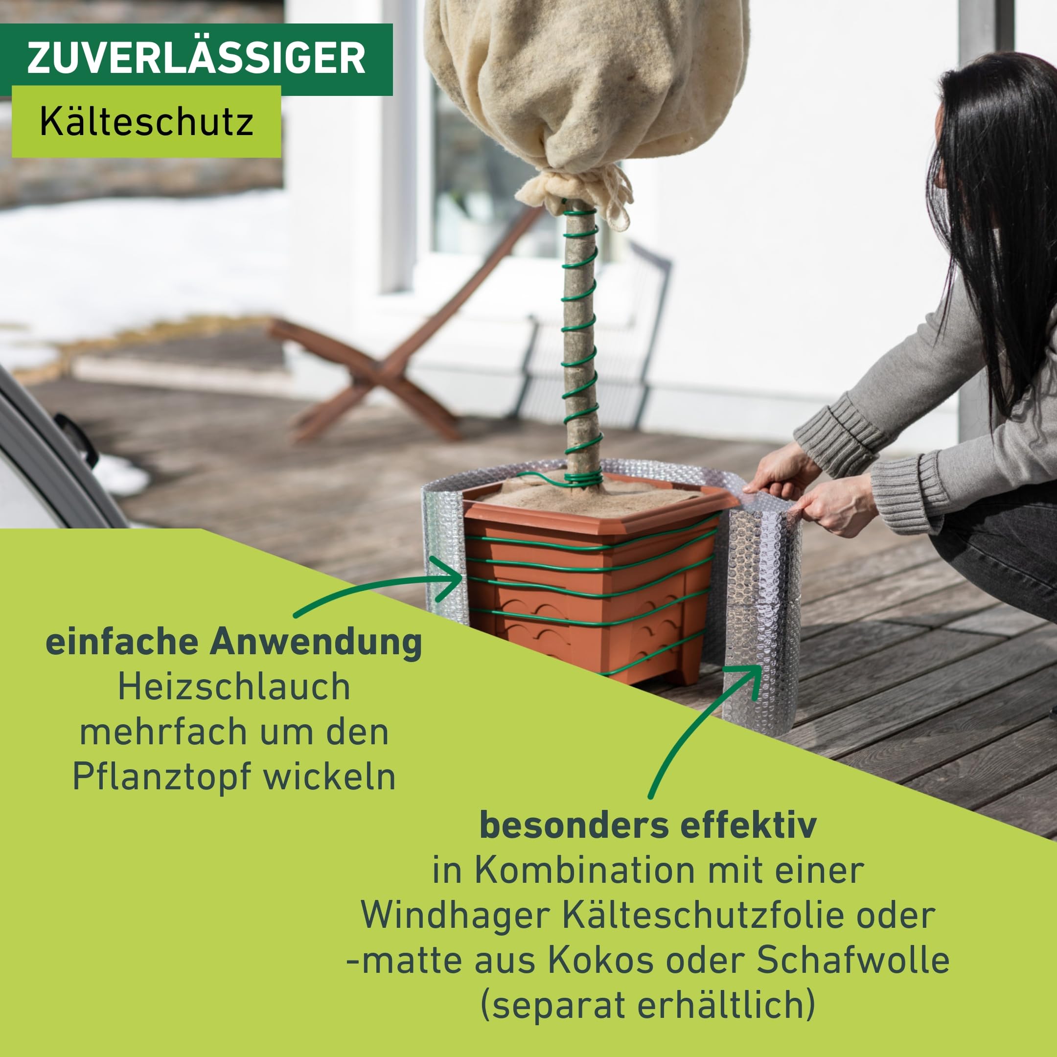 Windhager Heizschlauch für Kübelpflanzen, Heizkabel, Pflanzenschutz im Winter, 6 m