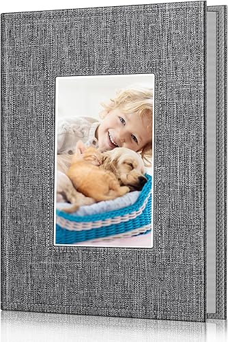 Miniatura 8 de Fintie Álbum de fotos de 4 x 6 pulgadas, 52 fotos, pequeña capacidad, cubierta de cuero vegano de primera calidad, álbum de fotos portátil para