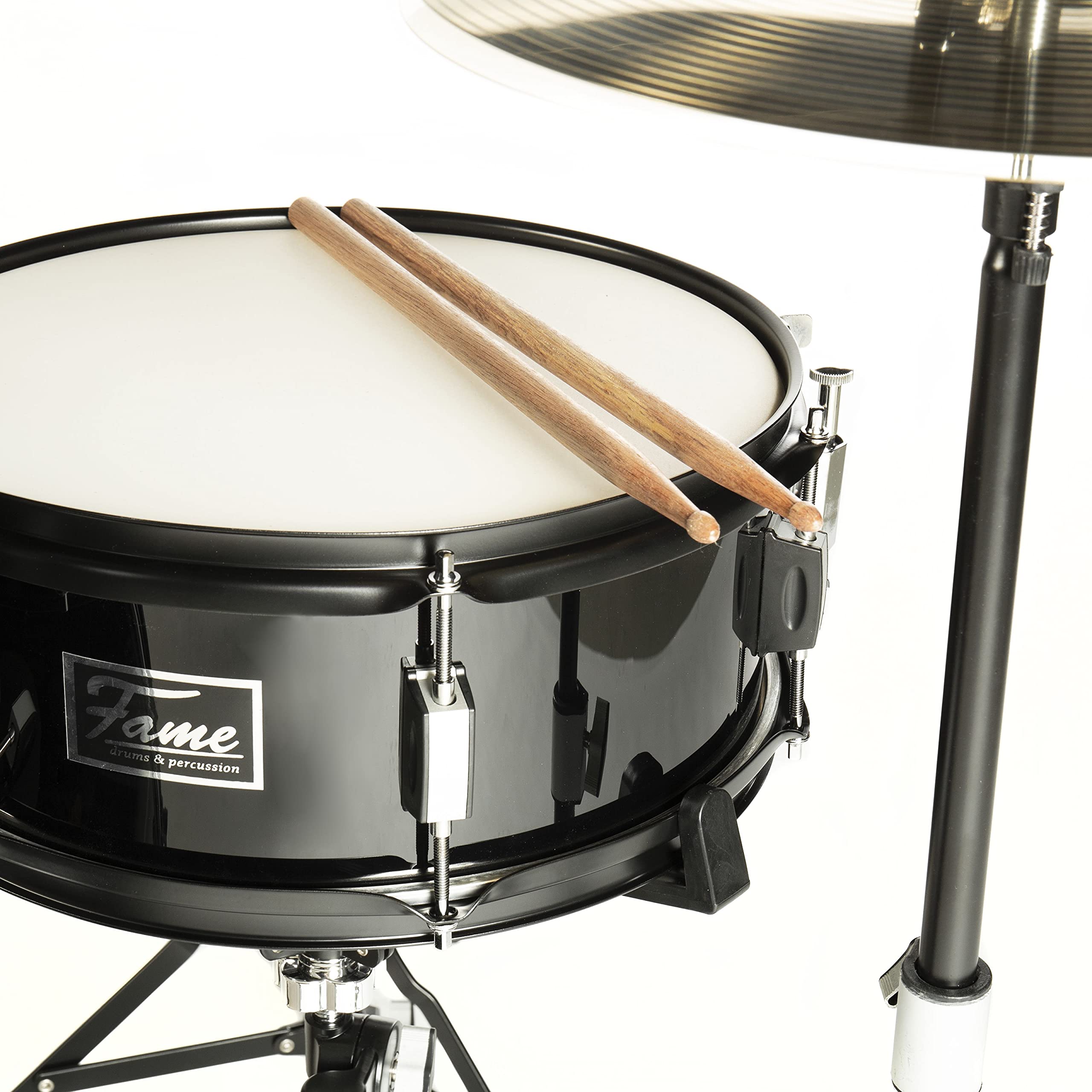 Fame FS22B First Step Rock Set, Piano Black, Komplettes Drum-Set, 22" BassDrum, Mischholz Kessel, Inklusive Hardware & Becken, Ideal für Anfänger und Schlagzeug-Einsteiger"