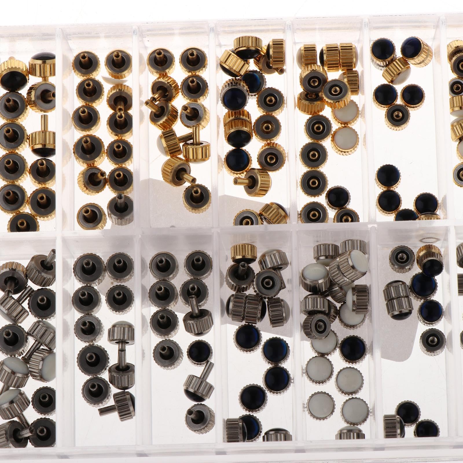 240 Pièces D'accessoires de Réparation de Montres, Couronnes Argentées, avec Boîte de Rangement.