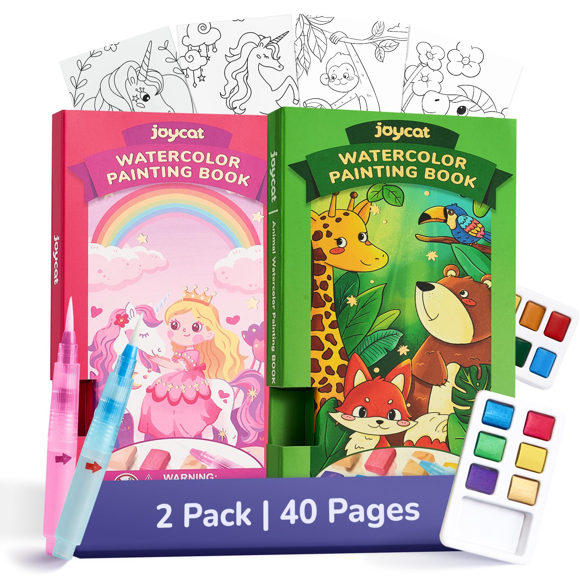 JoyCat 2 Pack Pocket Paint with Water Coloring Books for Kids