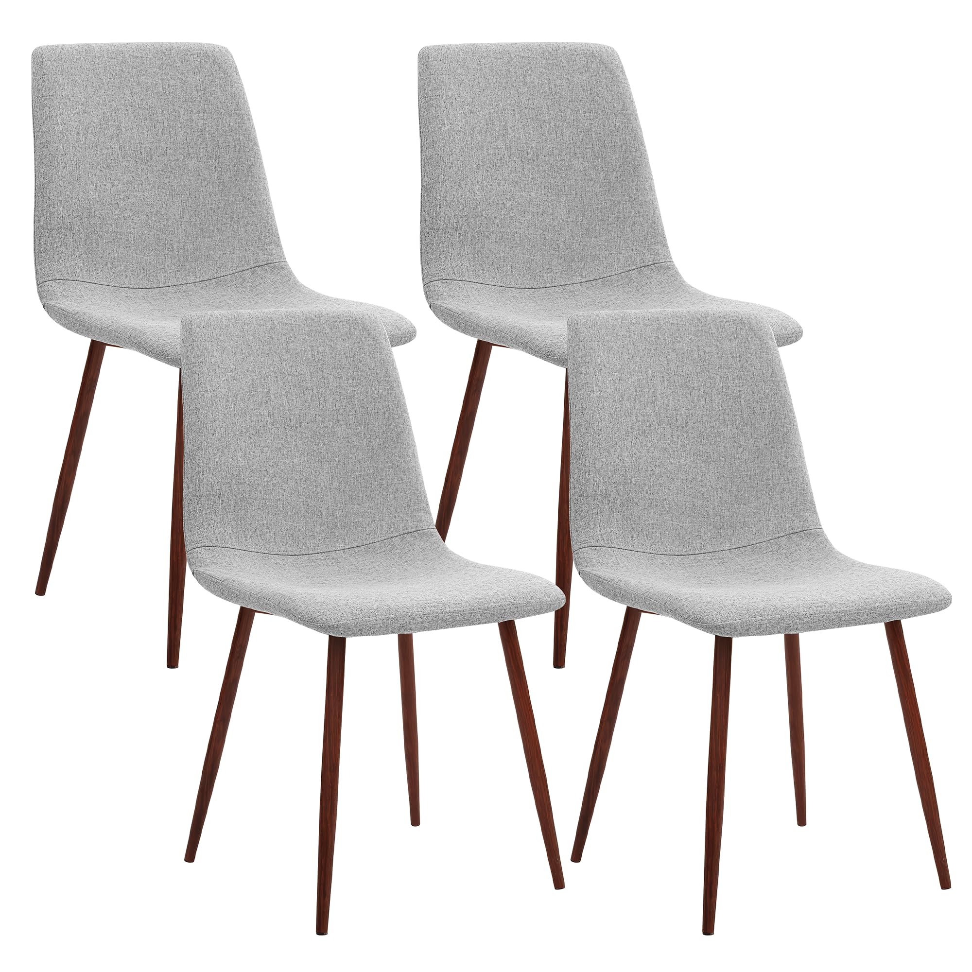 Juskys Vegas Cantilever Swing Chair Set of 4 - Dining Chair with Metal Frame and Faux Leather Upholstery - Modern Kitchen Chair Grey