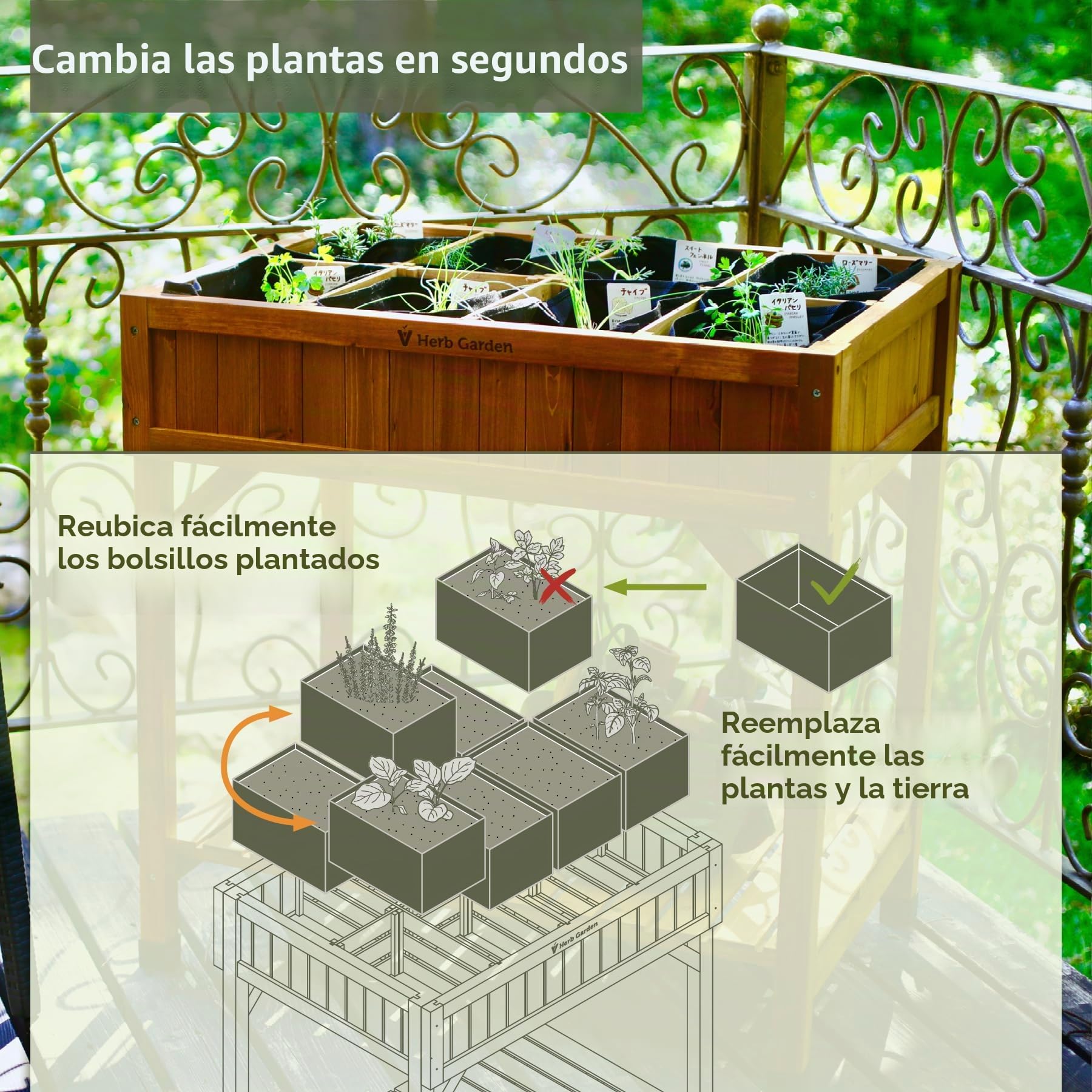 Vegtrug - Mesa de Cultivo, Incluye Compartimentos para Plantas // 80 x 78 x 58 cm (Largo x Prof. x Alto)
