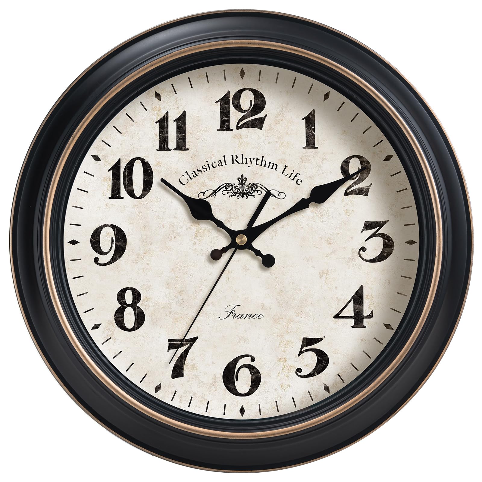 Wall Clock 12 Inch Ancient Wall Clocks Retro Vintage Style Battery Operated Decorative for Living Room, Kitchen, Home, Office, Bar (12" Black)